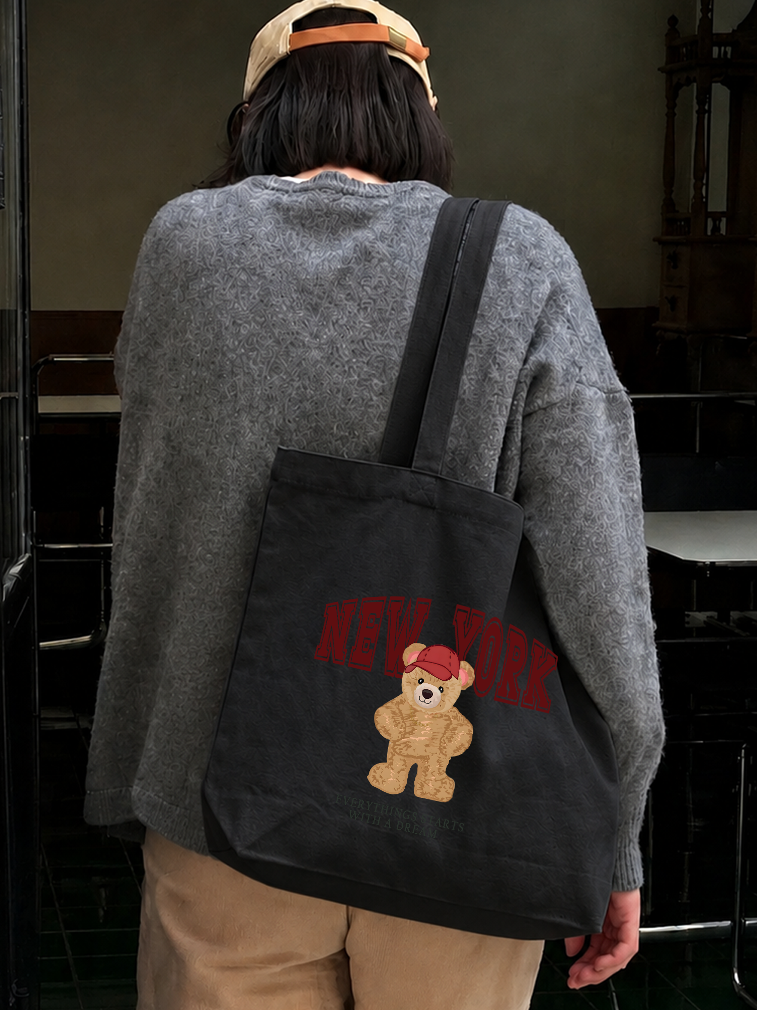 Túi Tote City New York Red Bear