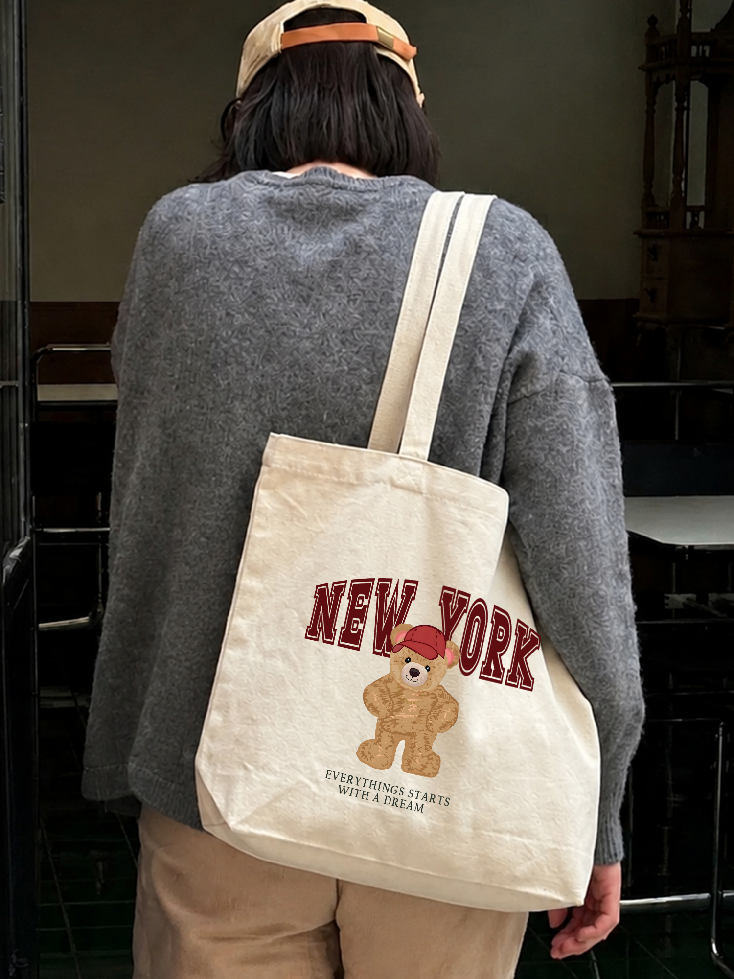 Túi Tote City New York Red Bear