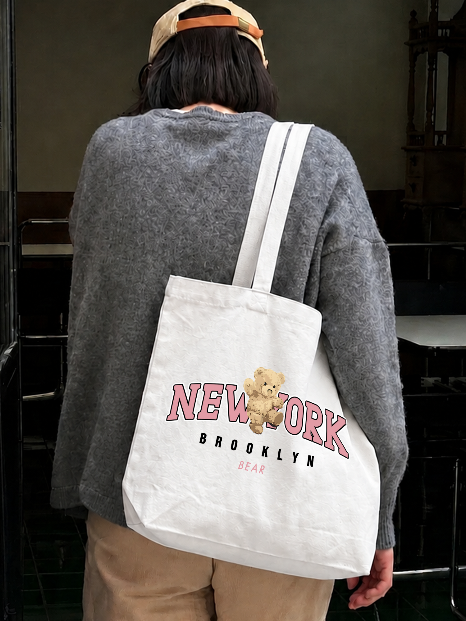 Túi Tote City Pink New York Bear