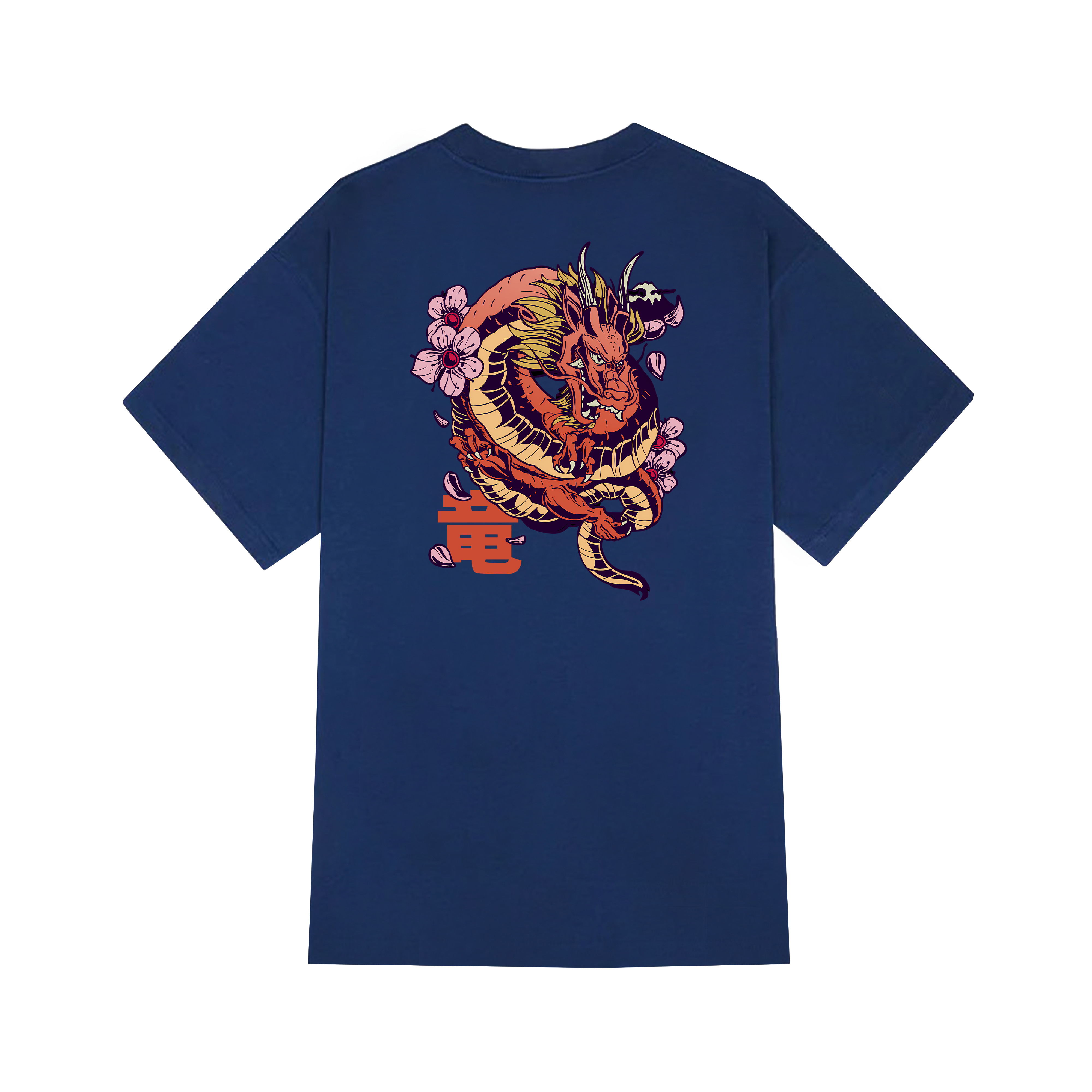 JAPANISCH FANTASIE DRACHEN HERREN BAUMWOLLE MAGLIETTA T-SHIRT / NAVY