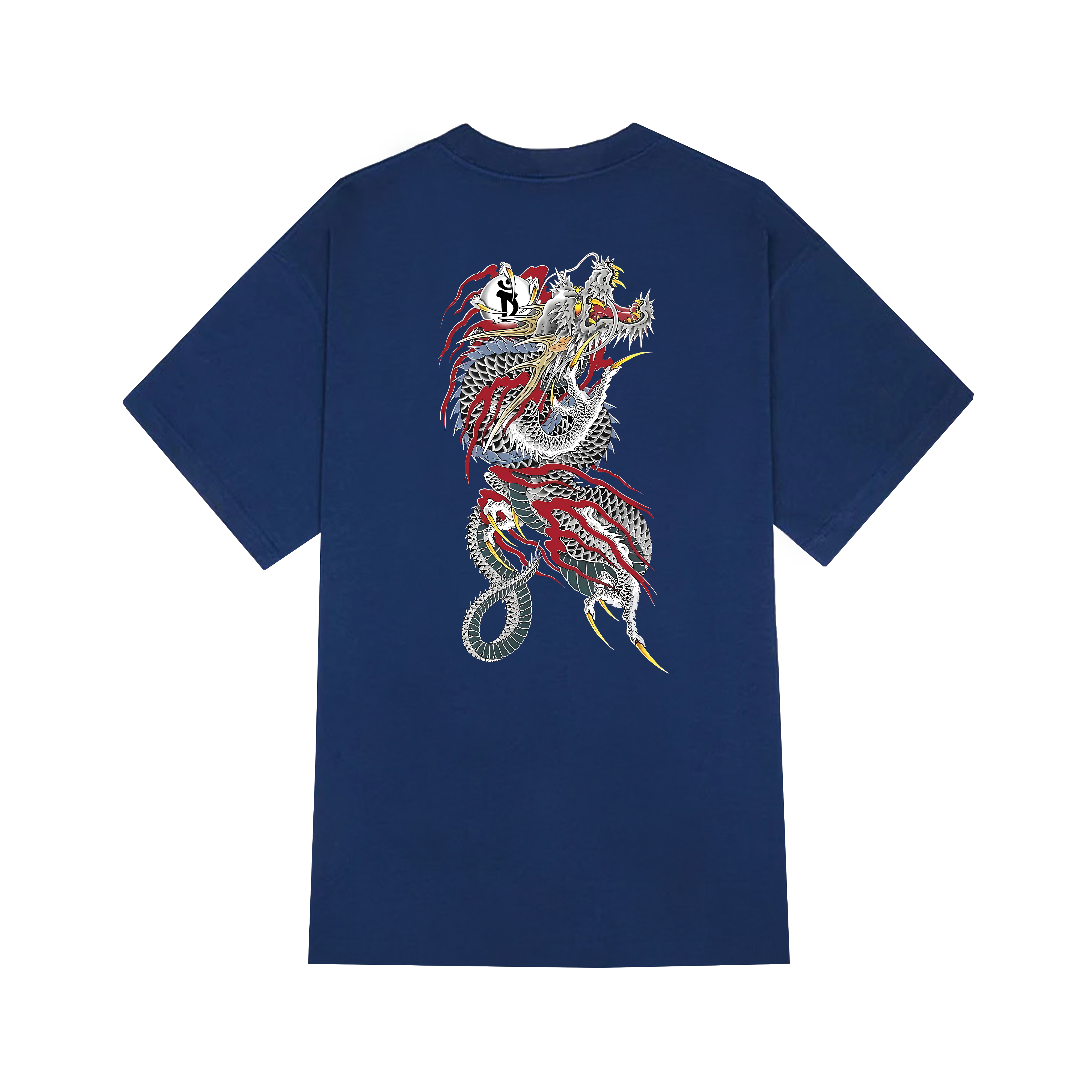 JAPAN DRAGON GRAY T-SHIRT / NAVY