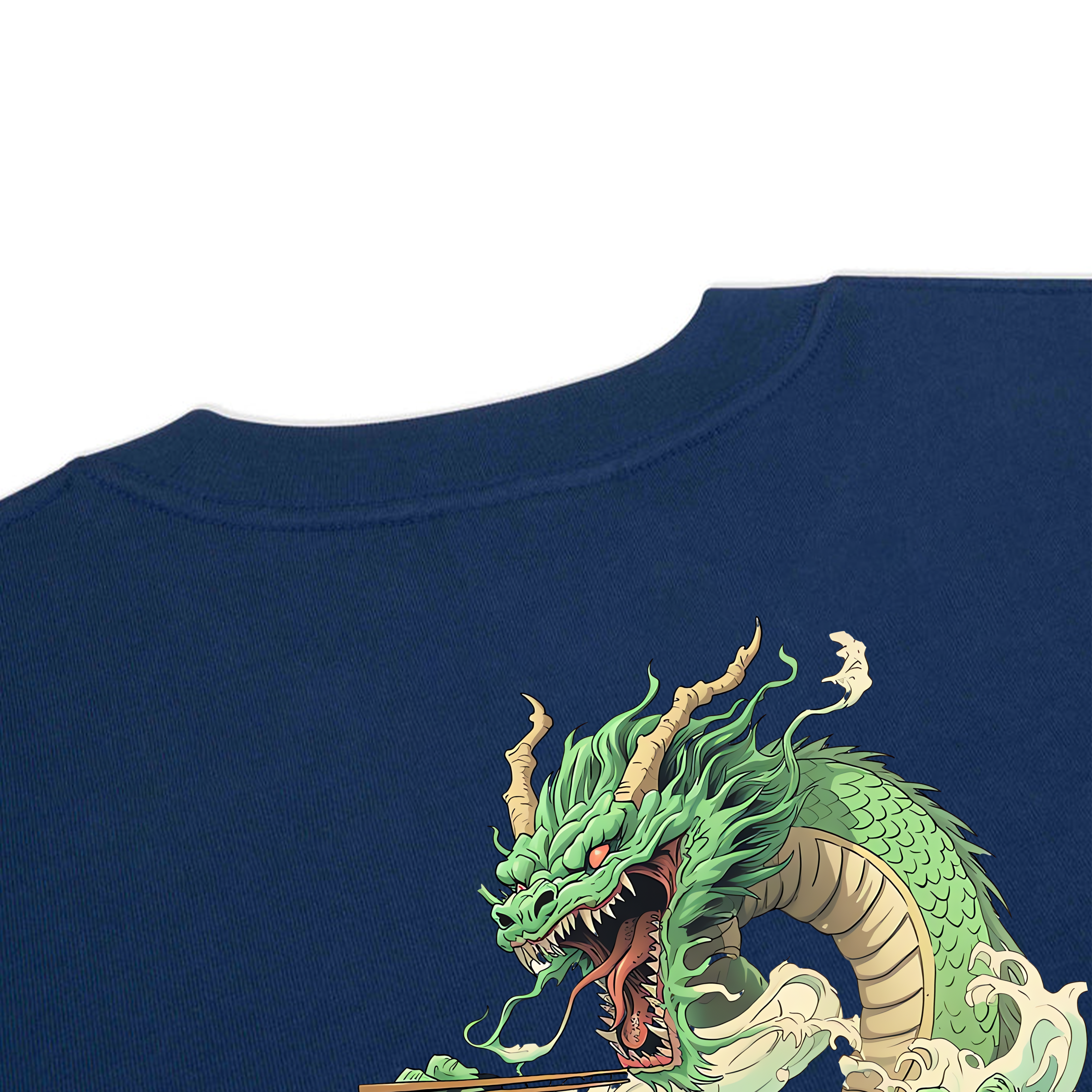 DRAGON EATING RAMEN NEO JAPANESE TRADI T-SHIRT / NAVY