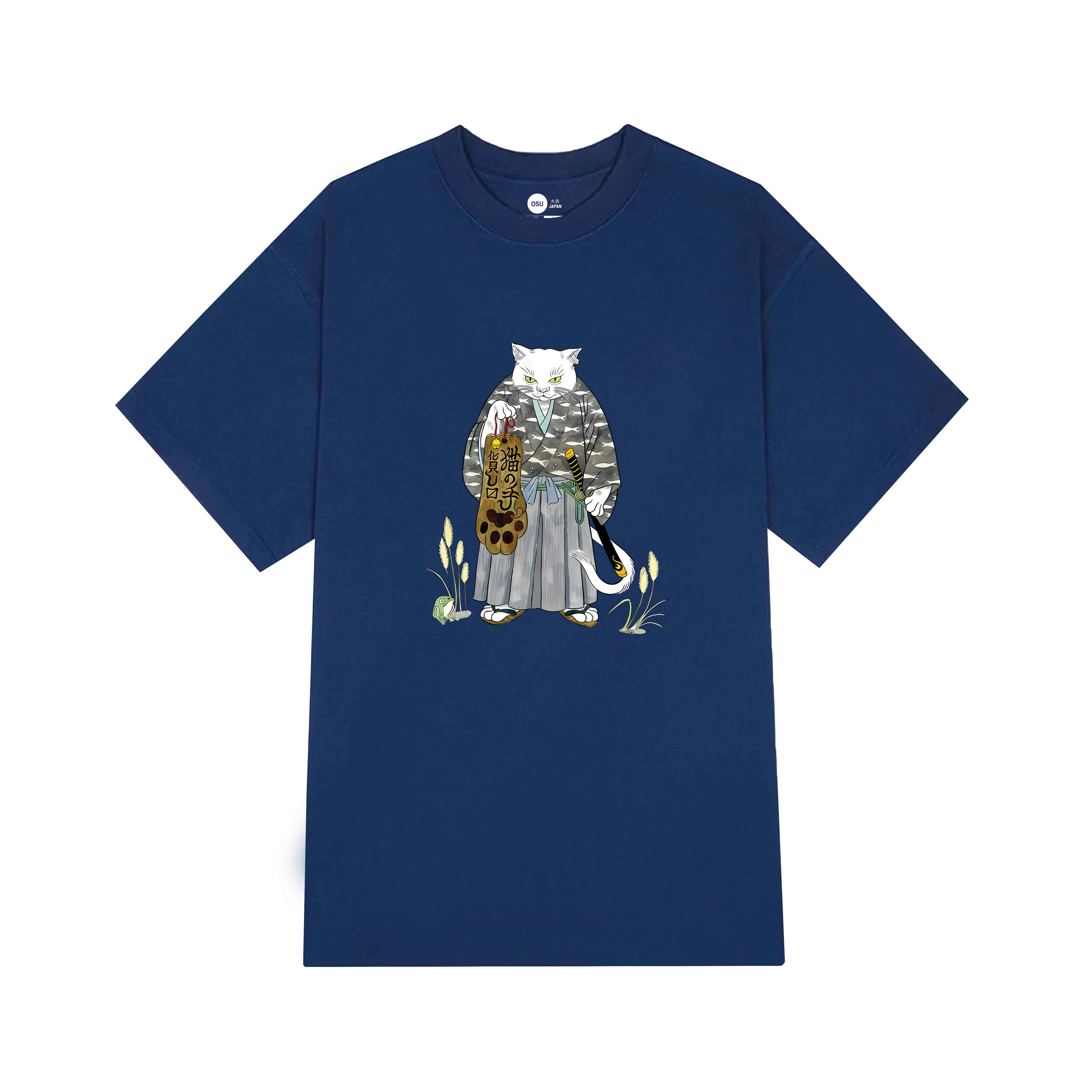 JAPANESE CAT OLD MAN T-SHIRT / NAVY