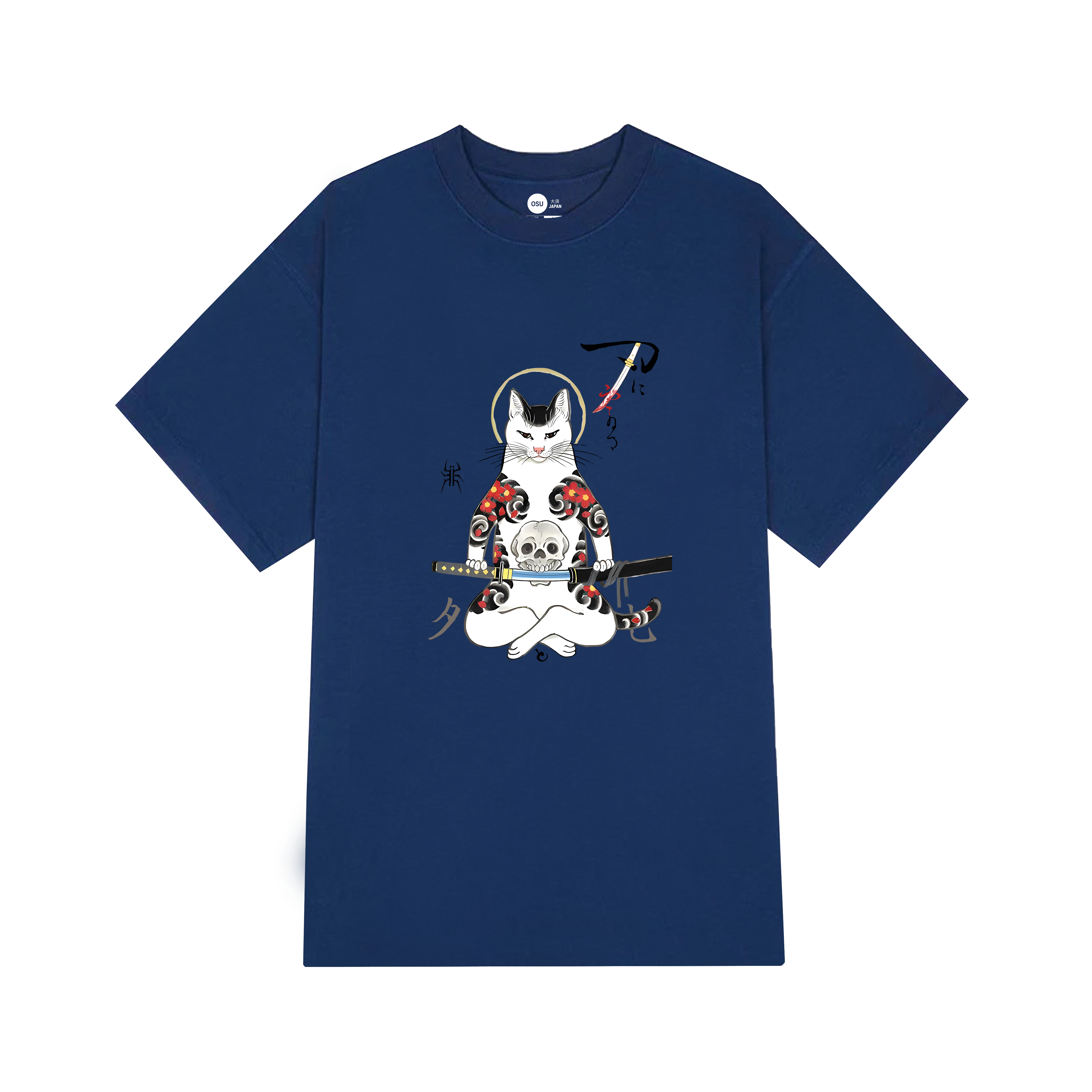 THE MYSTERIOUS TECHNIQUE OF THE CAT T-SHIRT / NAVY