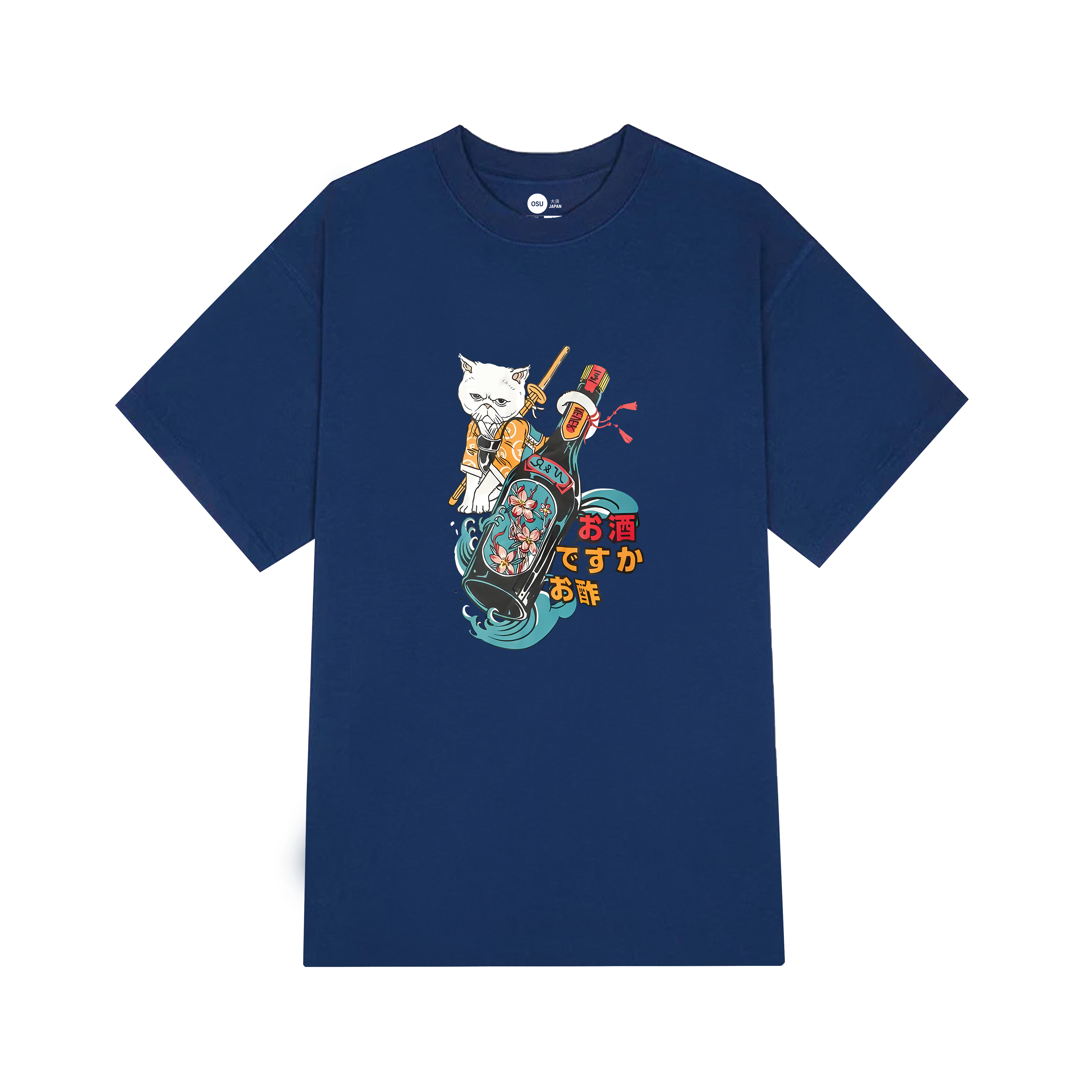 UGLY JAPANESE CAT T-SHIRT / NAVY