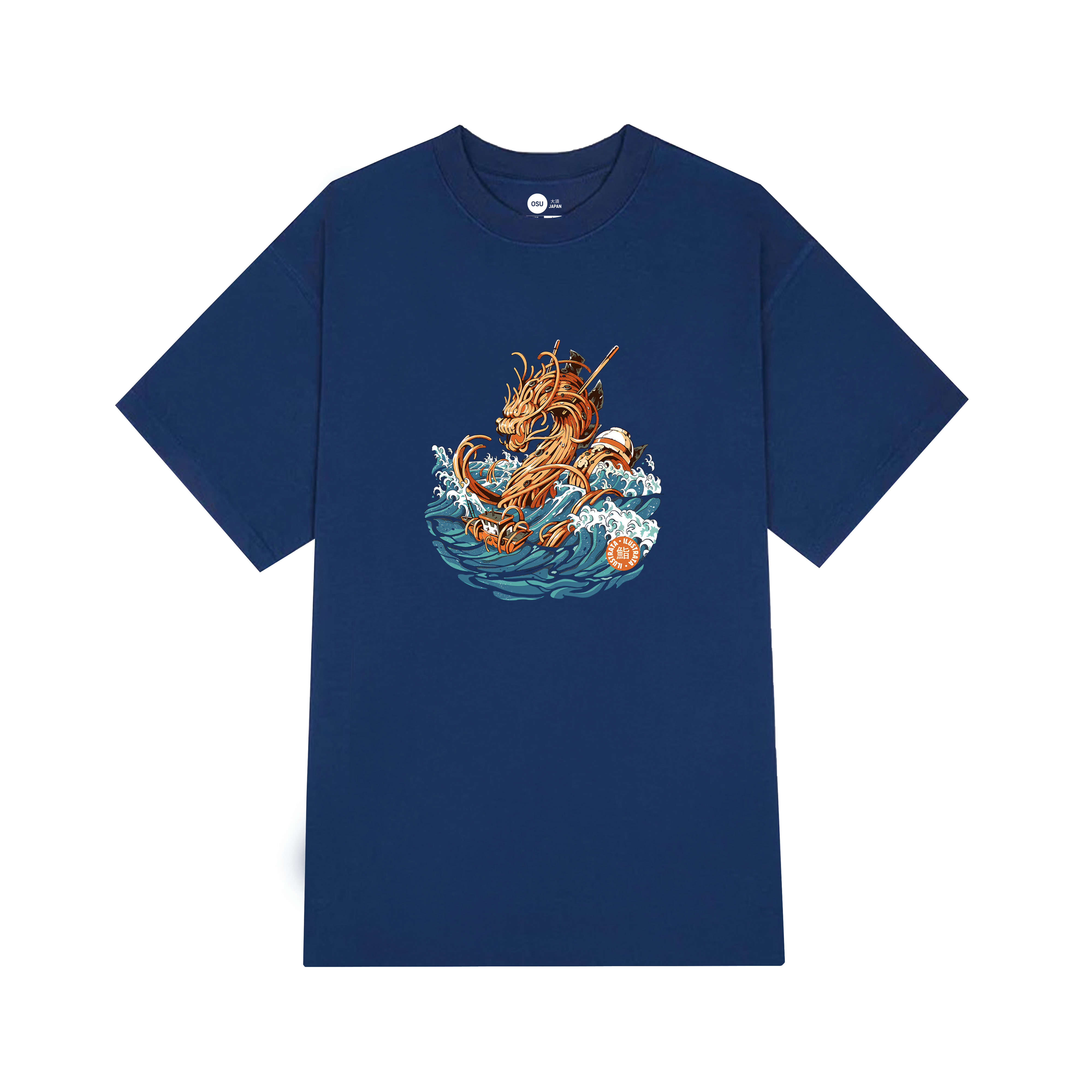 GREAT RAMEN DRAGON OFF KANAGAWA T-SHIRT / NAVY