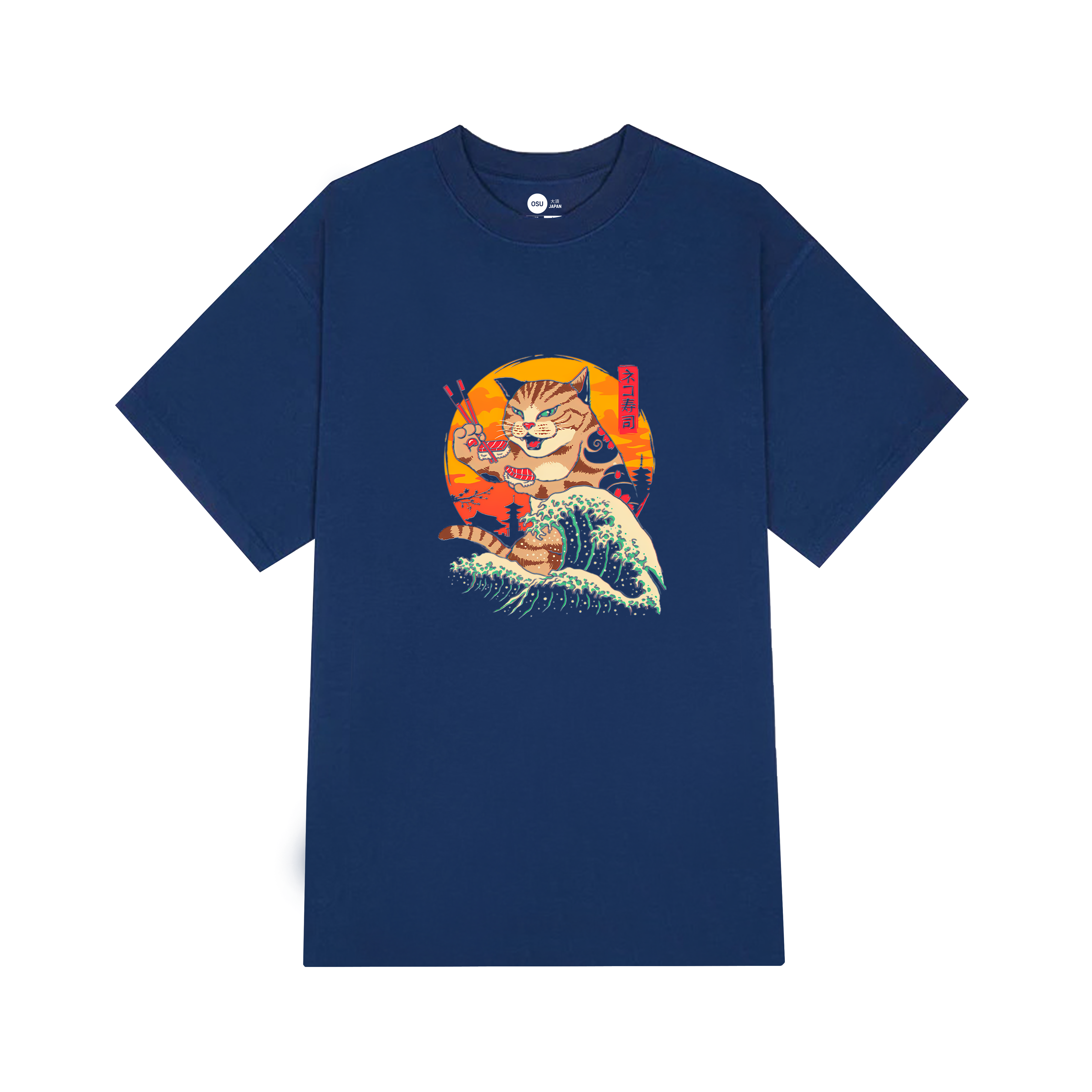 NEKO SUSHI WAVE T-SHIRT / NAVY