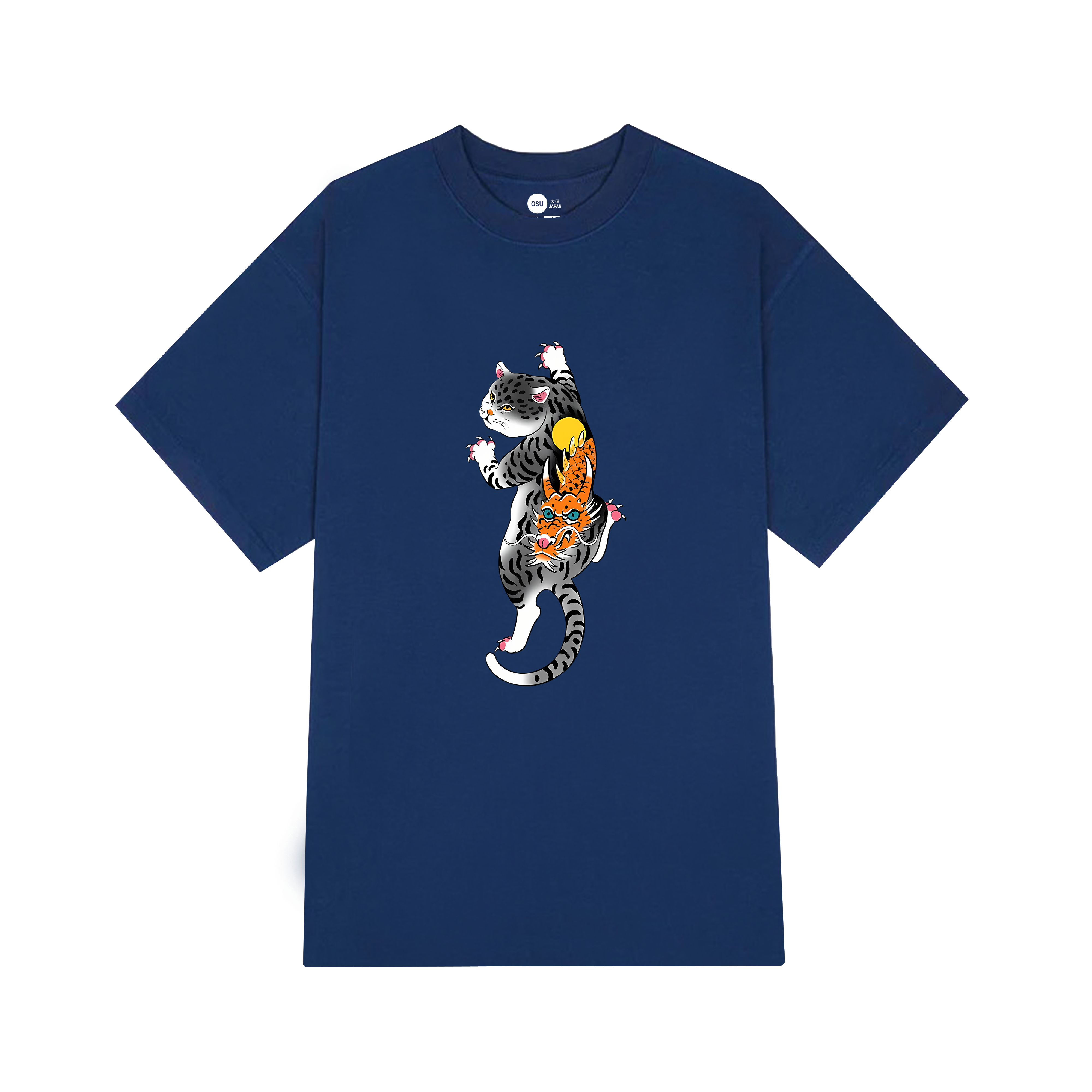 JAPAN CAT DRAGON T-SHIRT / NAVY