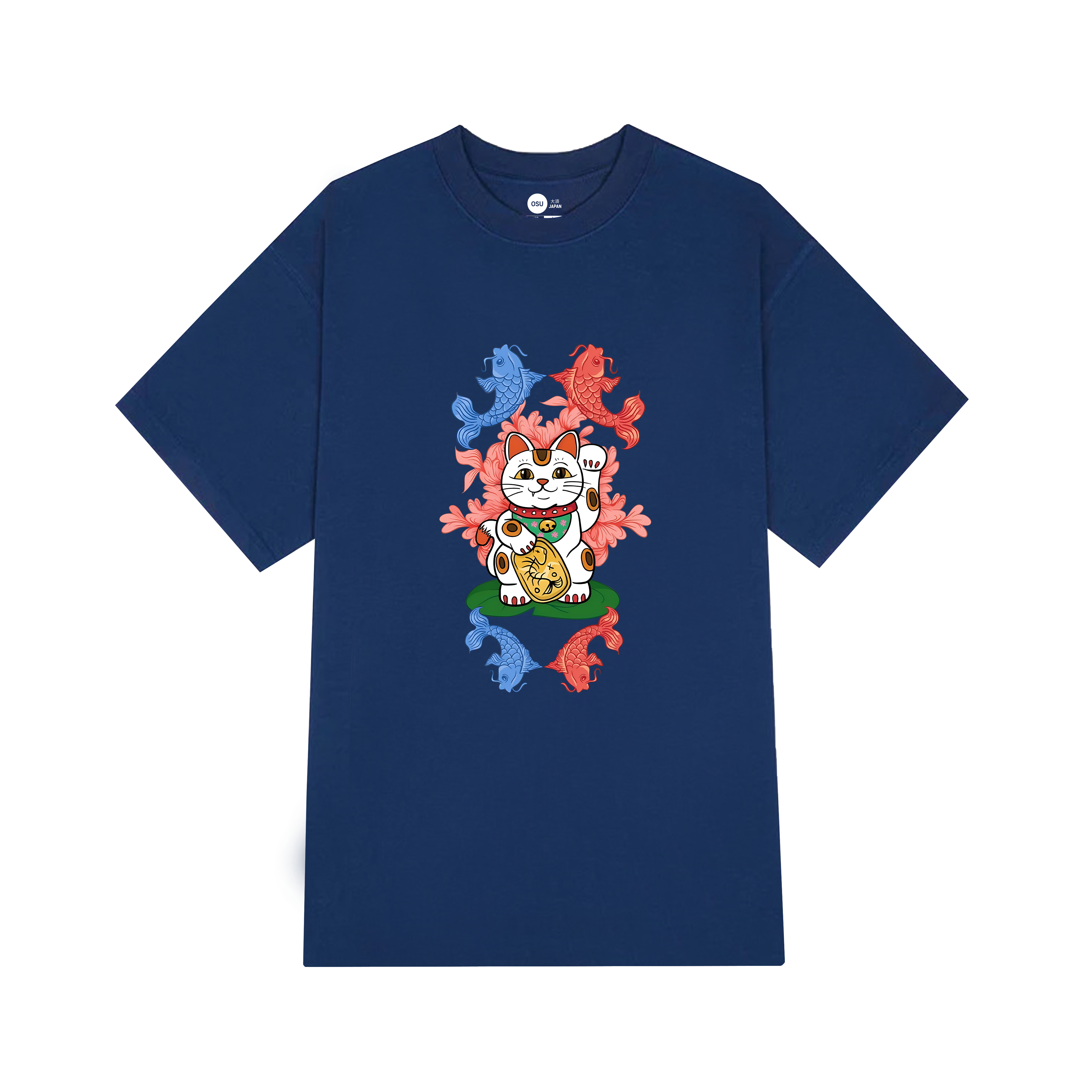 JAPANESE LUCKY CAT T-SHIRT / NAVY