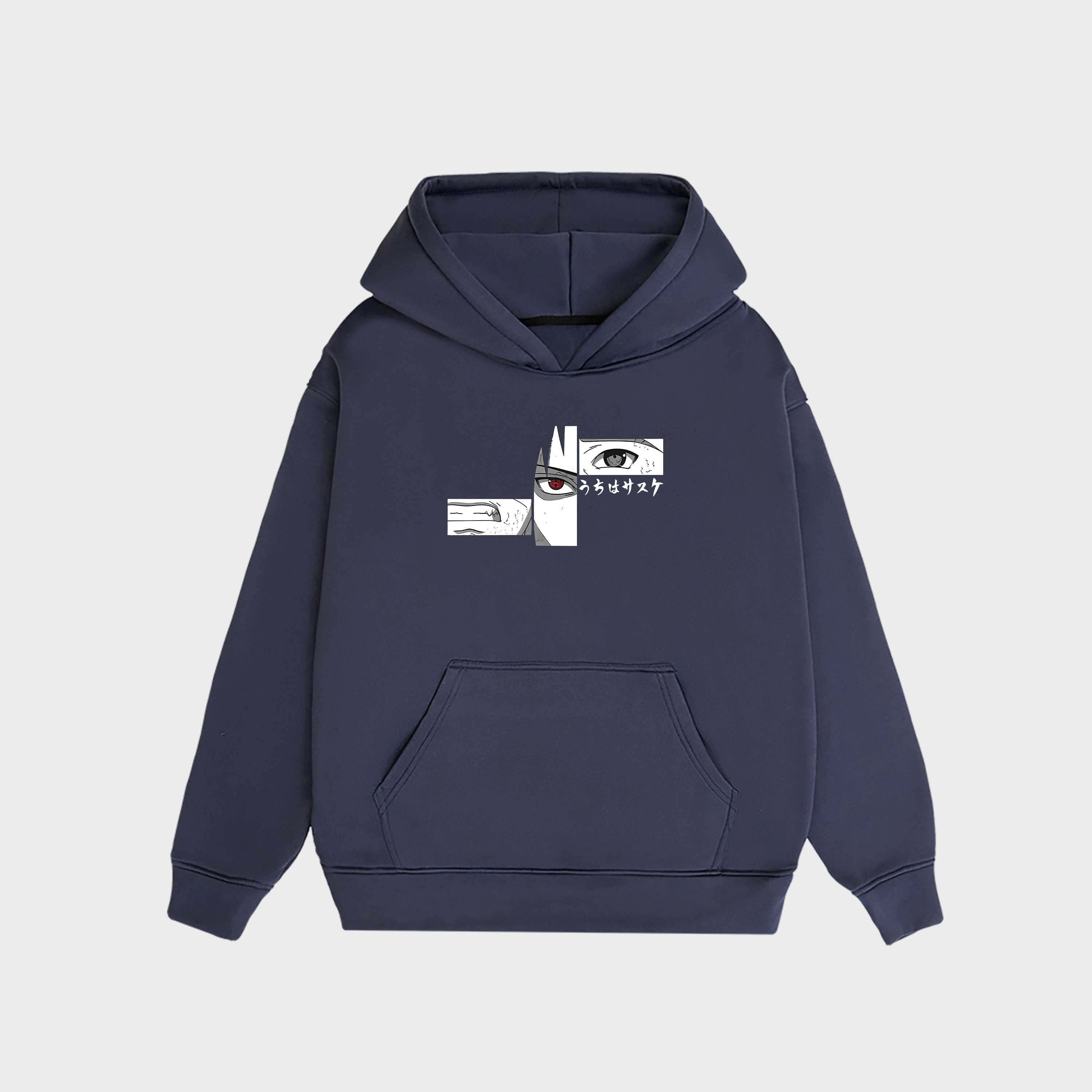 NARUTO SHIPPUDEN SASUKE AND NARUTO PANEL HOODIE / NAVY