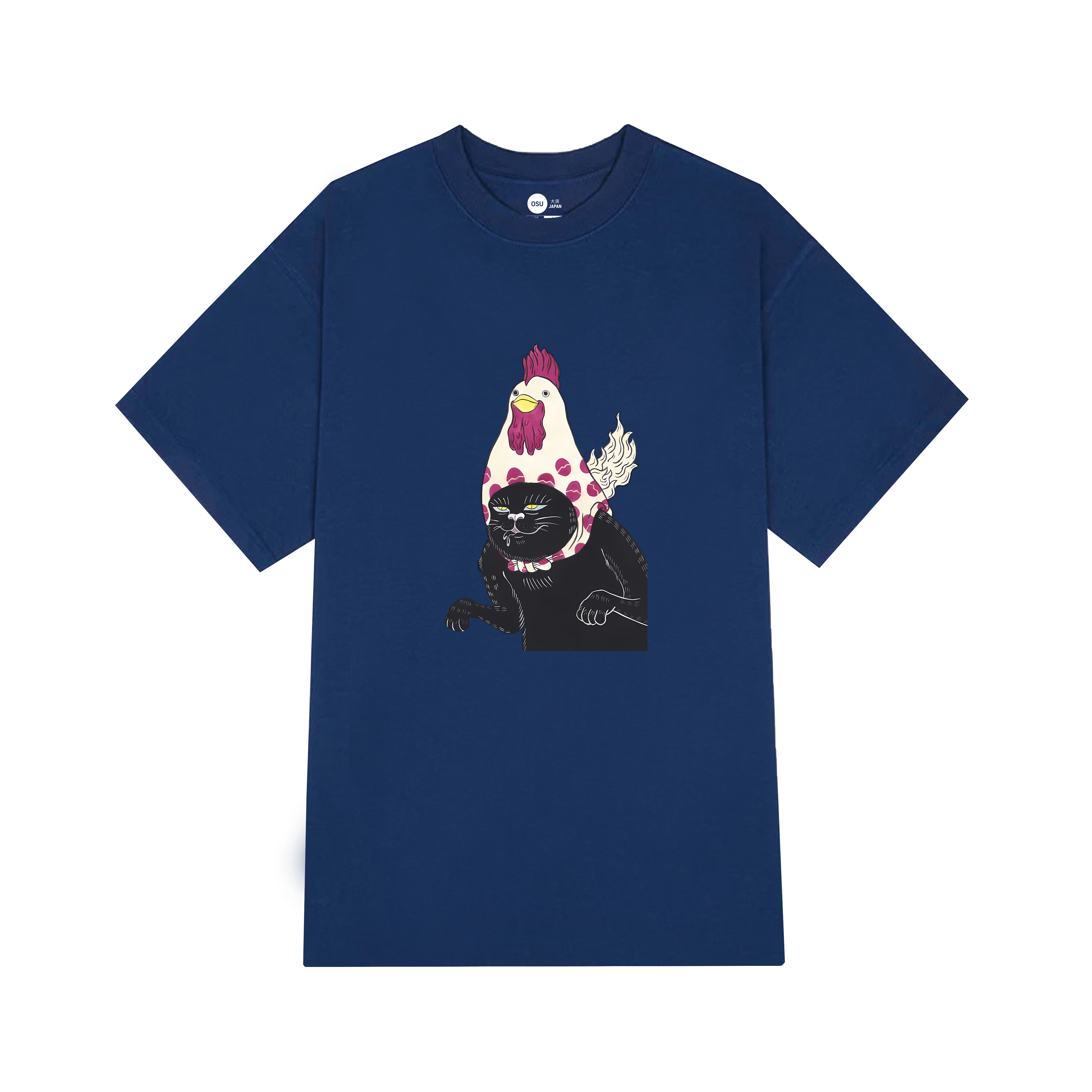 JAPANESE CAT MONSTER T-SHIRT / NAVY