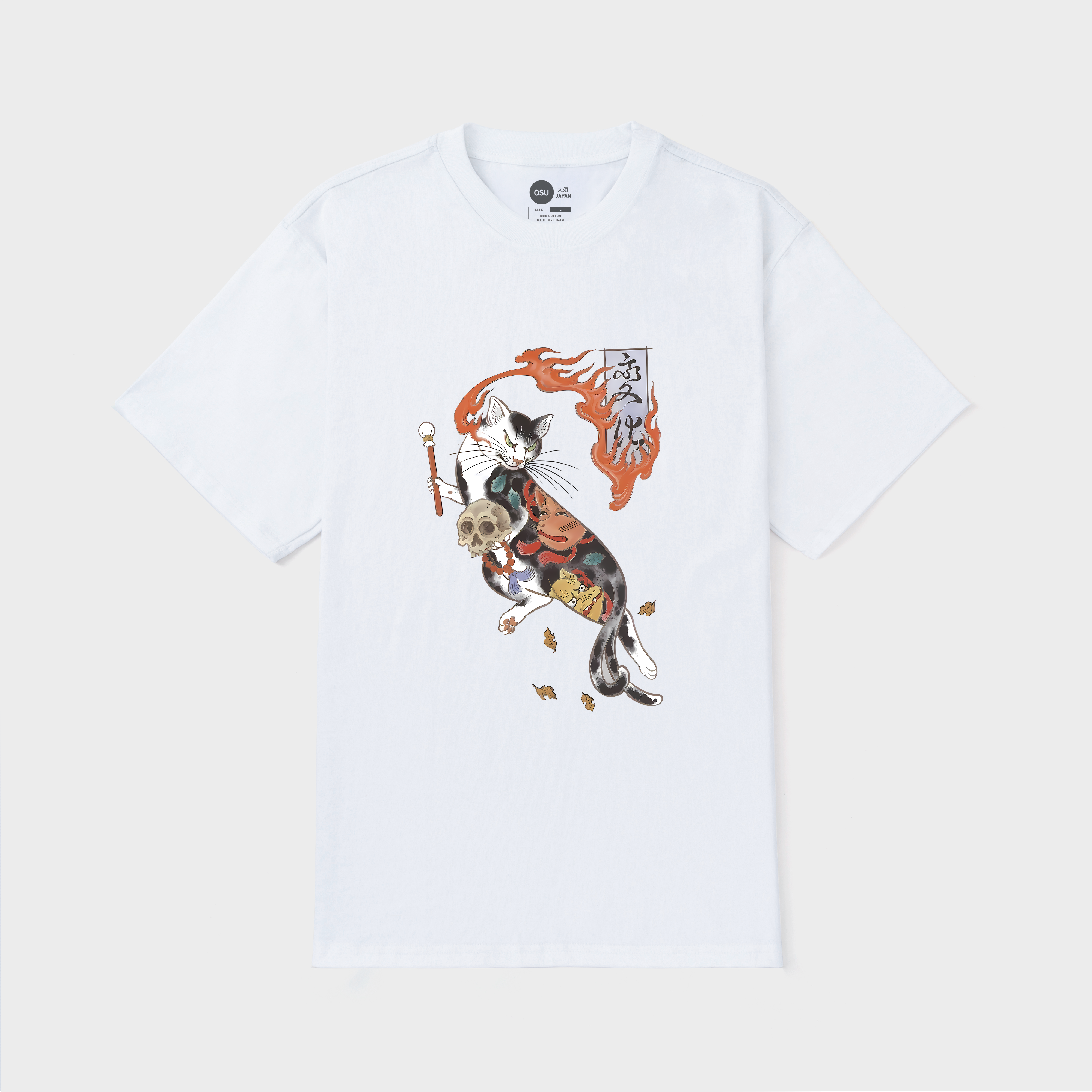 JAPAN CAT FIRE T-SHIRT / TRẮNG