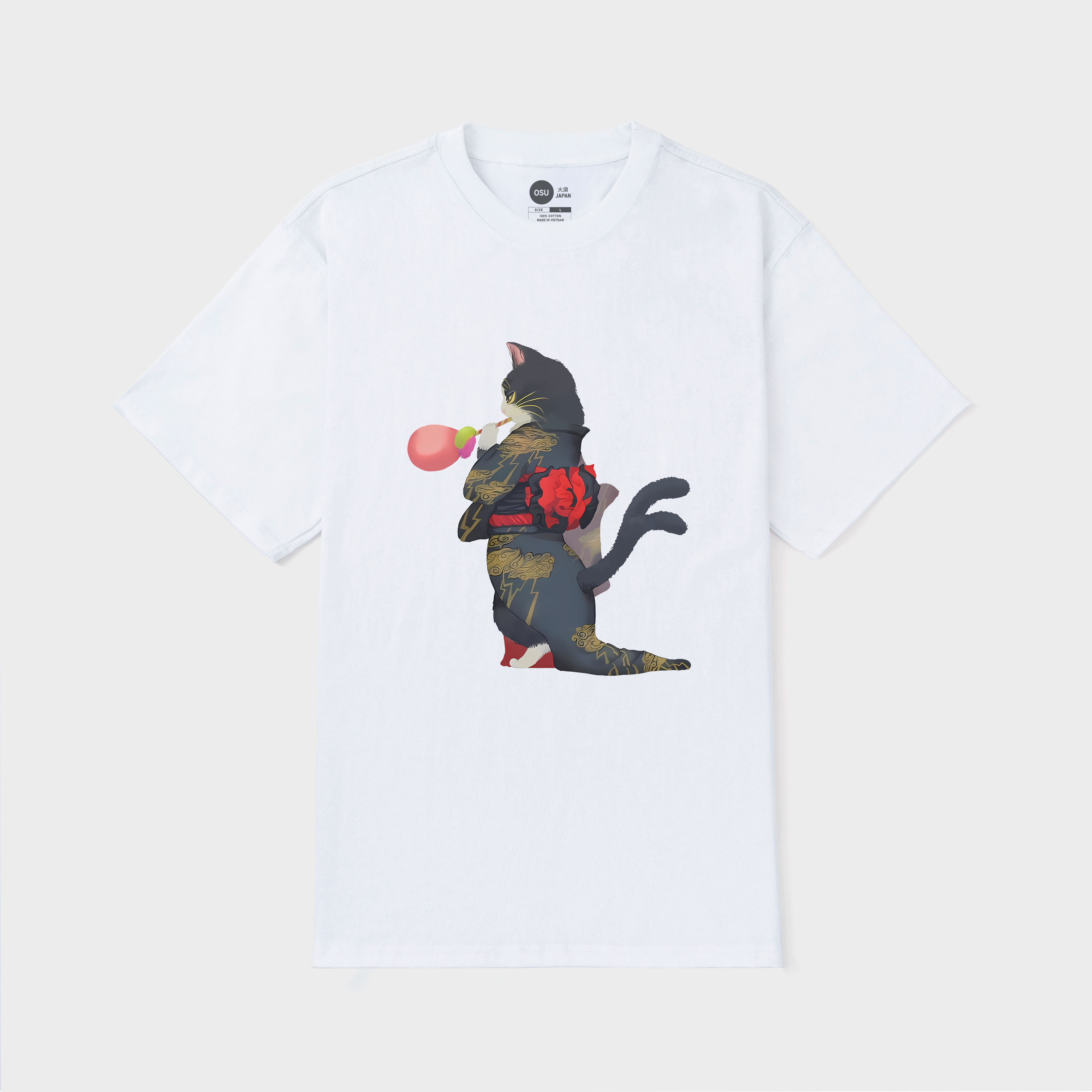 CUTE JAPANESE CAT T-SHIRT / TRẮNG