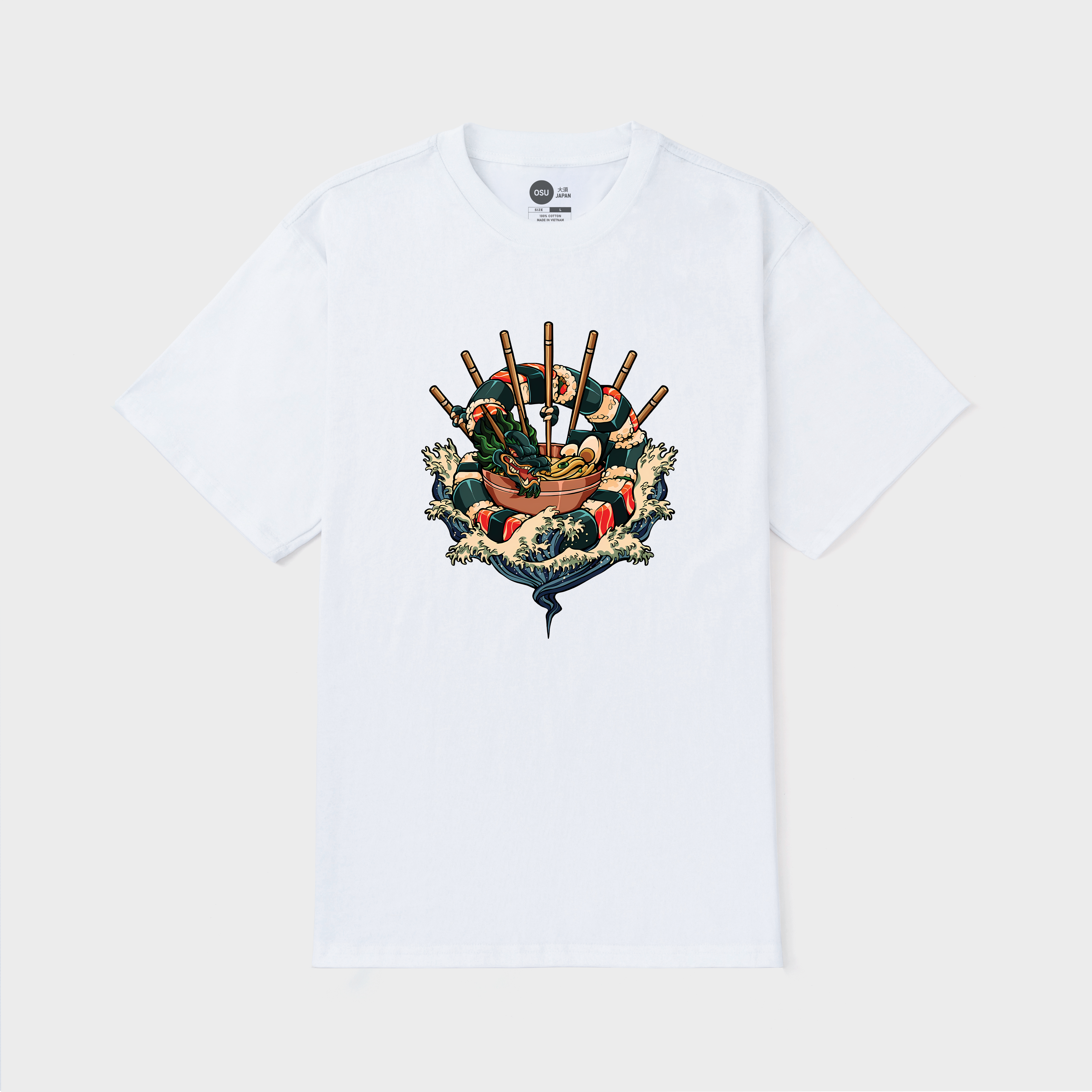 SAVORING THE SUSHI DRAGON T-SHIRT / TRẮNG