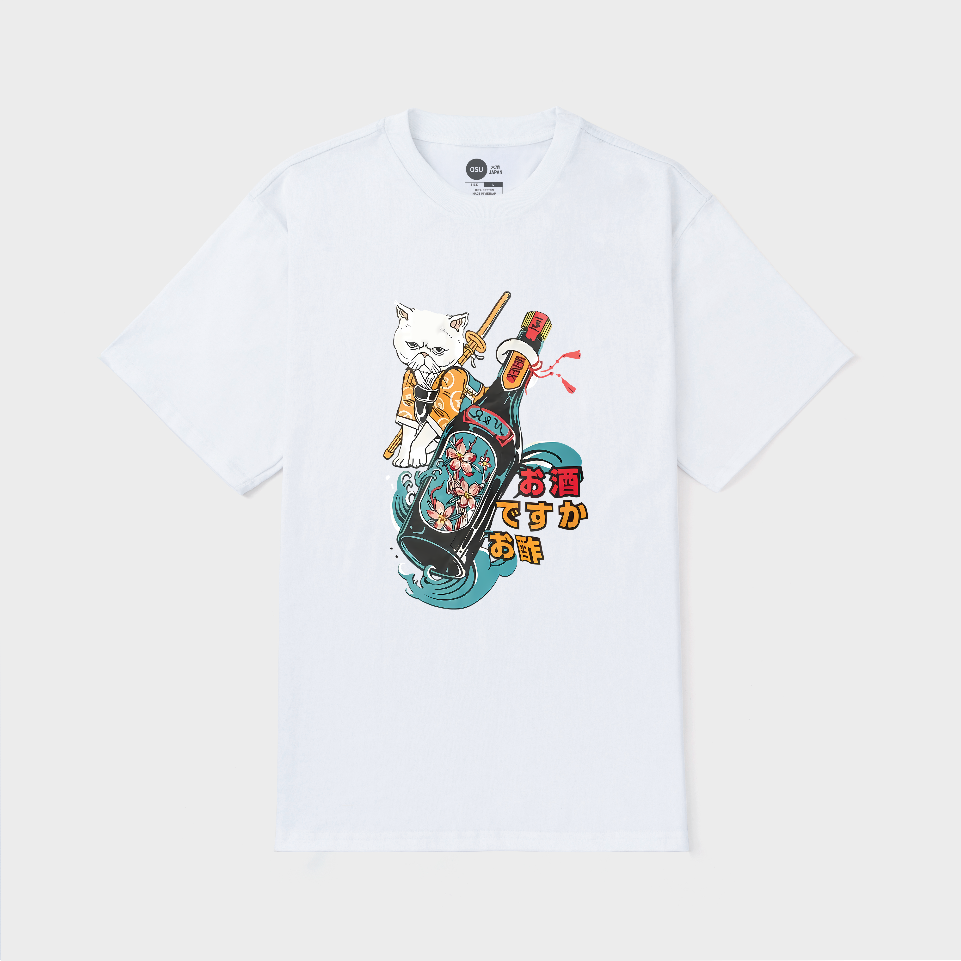 UGLY JAPANESE CAT T-SHIRT / TRẮNG