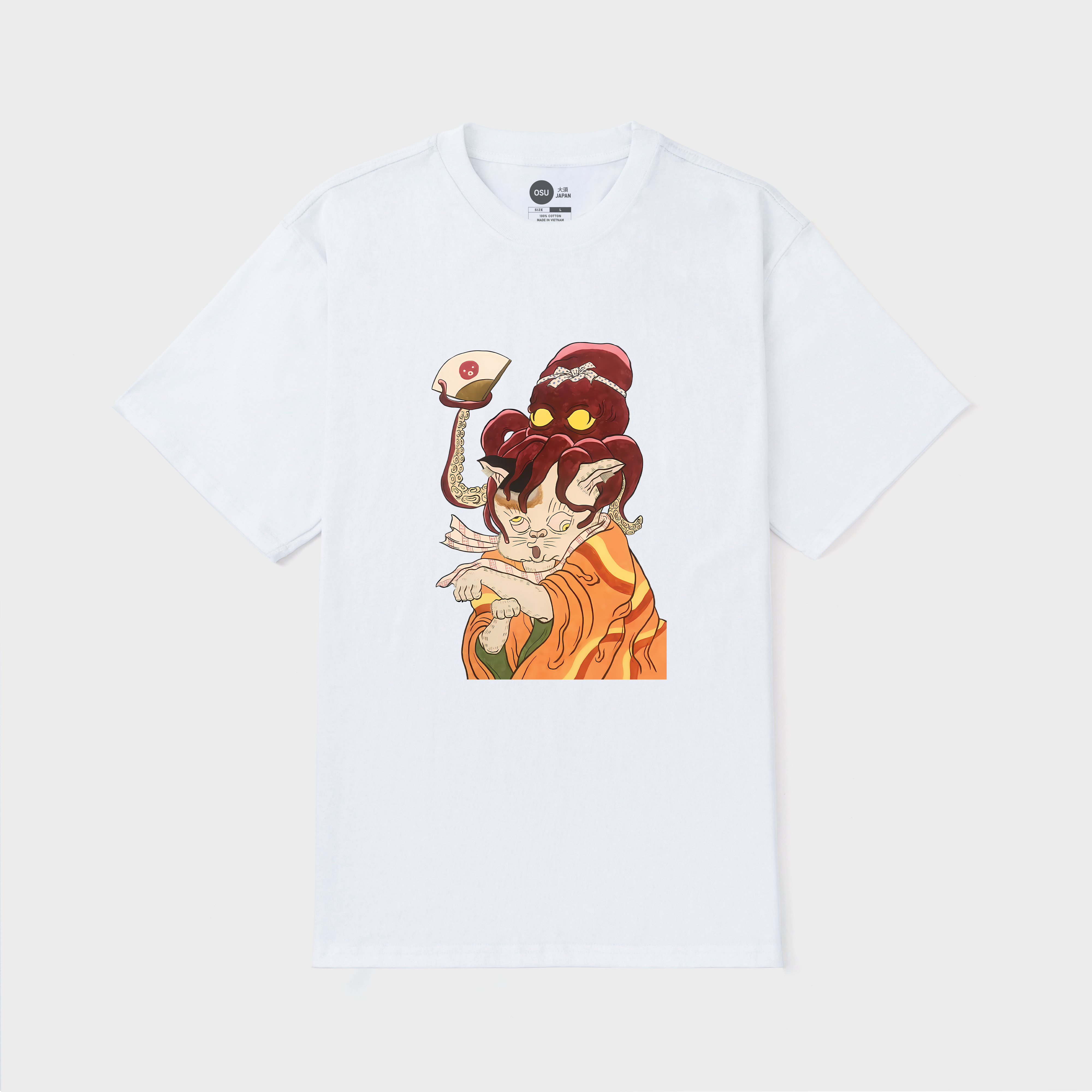 JAPANESE CAT OCTOPUS T-SHIRT / TRẮNG