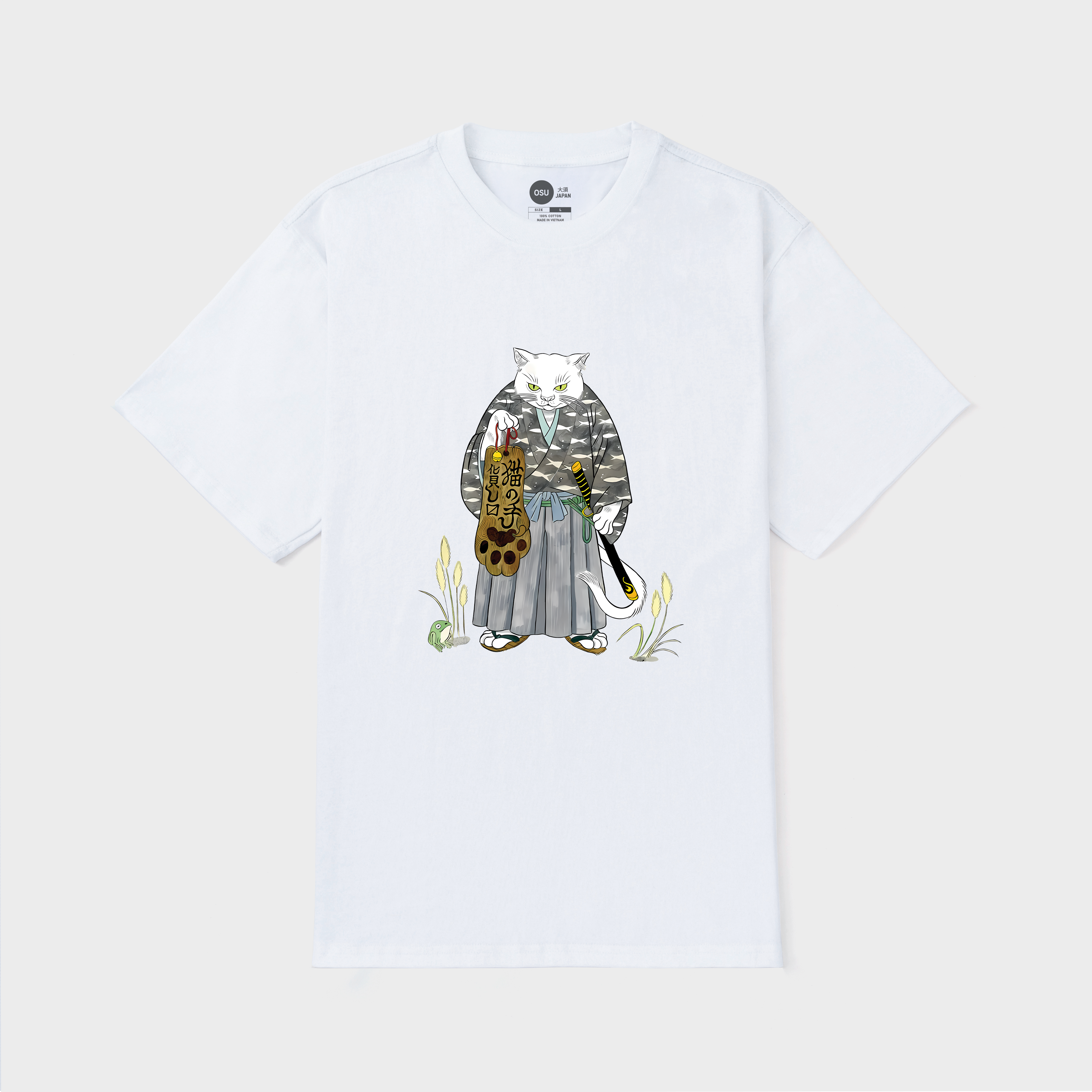 JAPANESE CAT OLD MAN T-SHIRT / TRẮNG