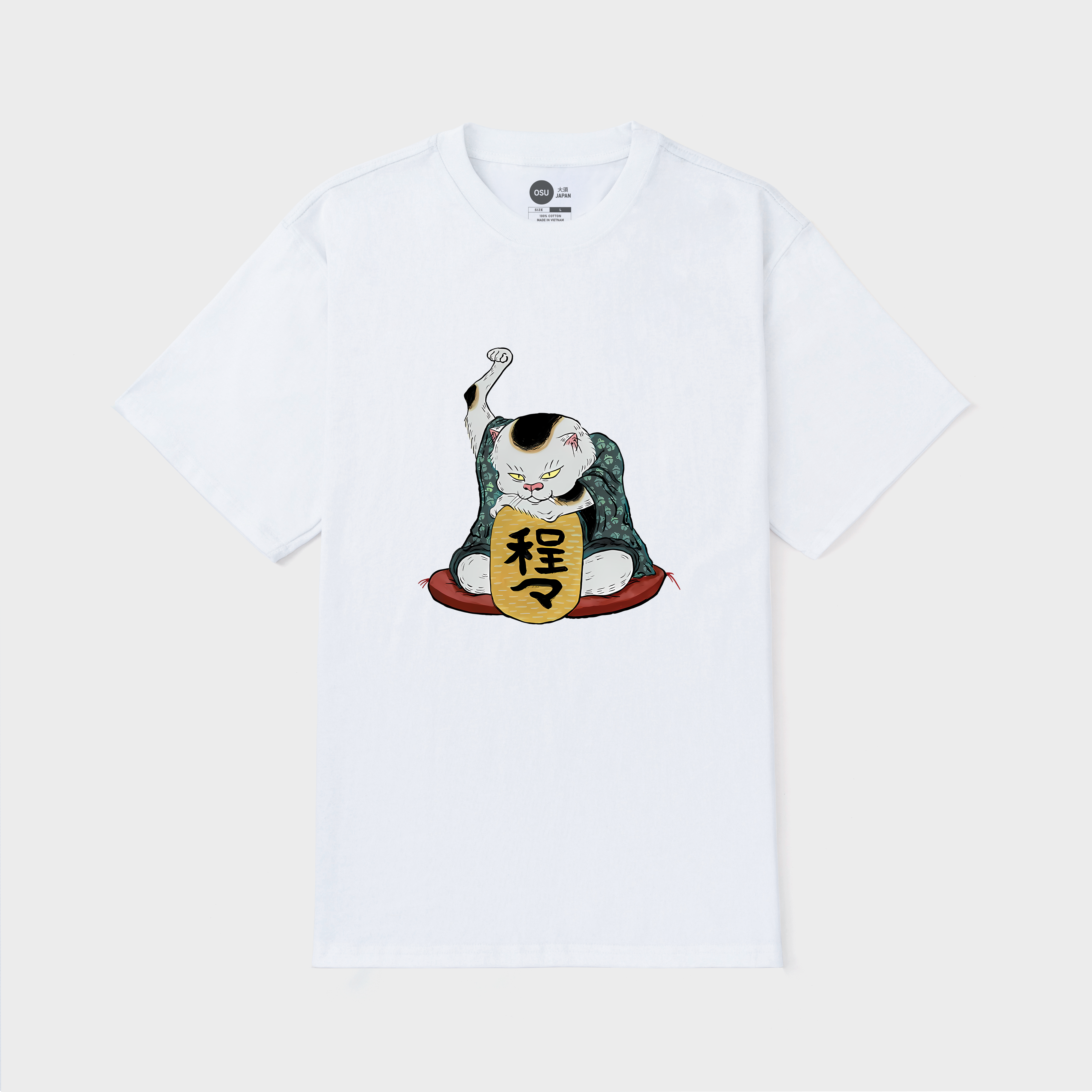 JAPANESE CAT FUNNY T-SHIRT / TRẮNG