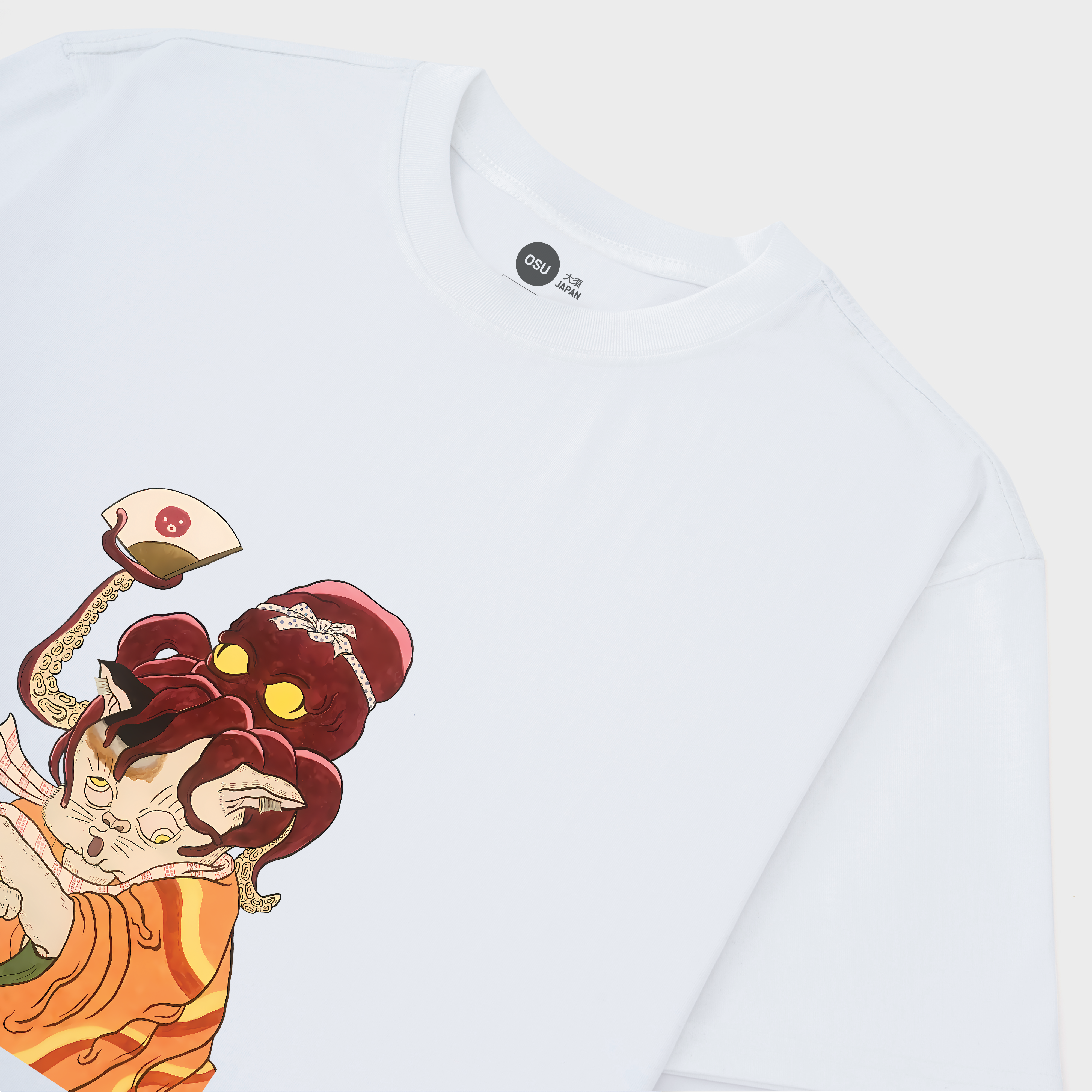 JAPANESE CAT OCTOPUS T-SHIRT / TRẮNG