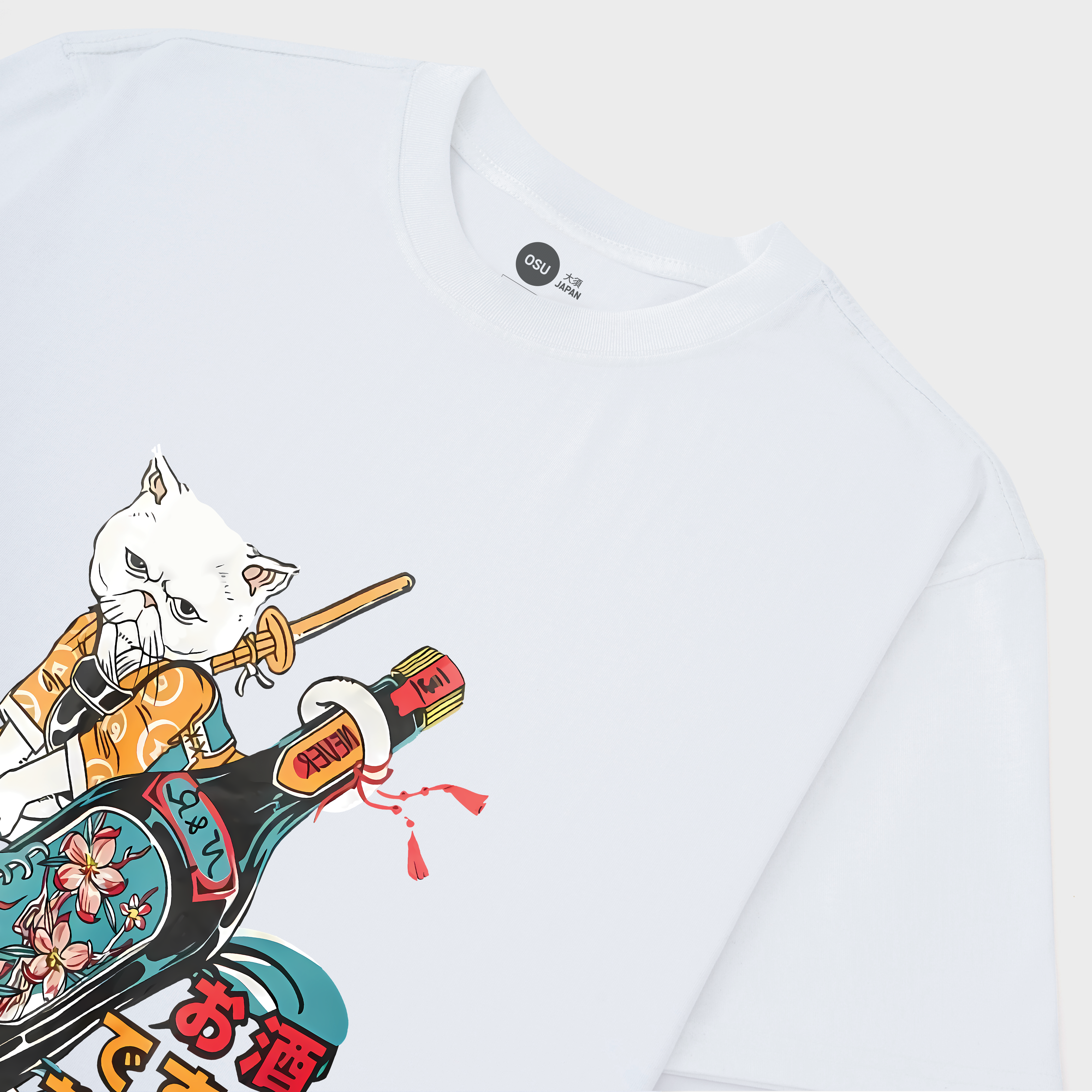 UGLY JAPANESE CAT T-SHIRT / TRẮNG