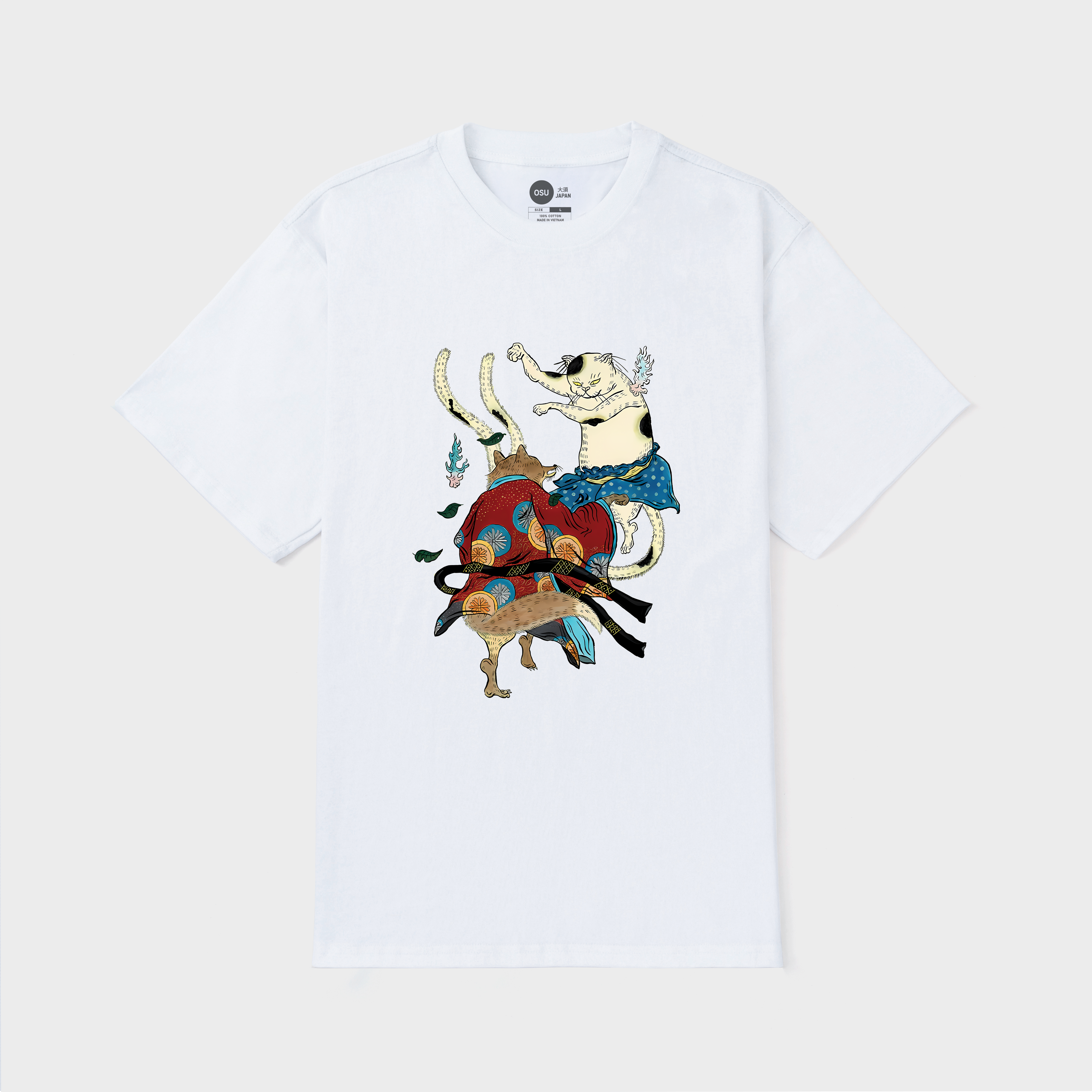 JAPAN CATS DANCING TOGETHER T-SHIRT / TRẮNG