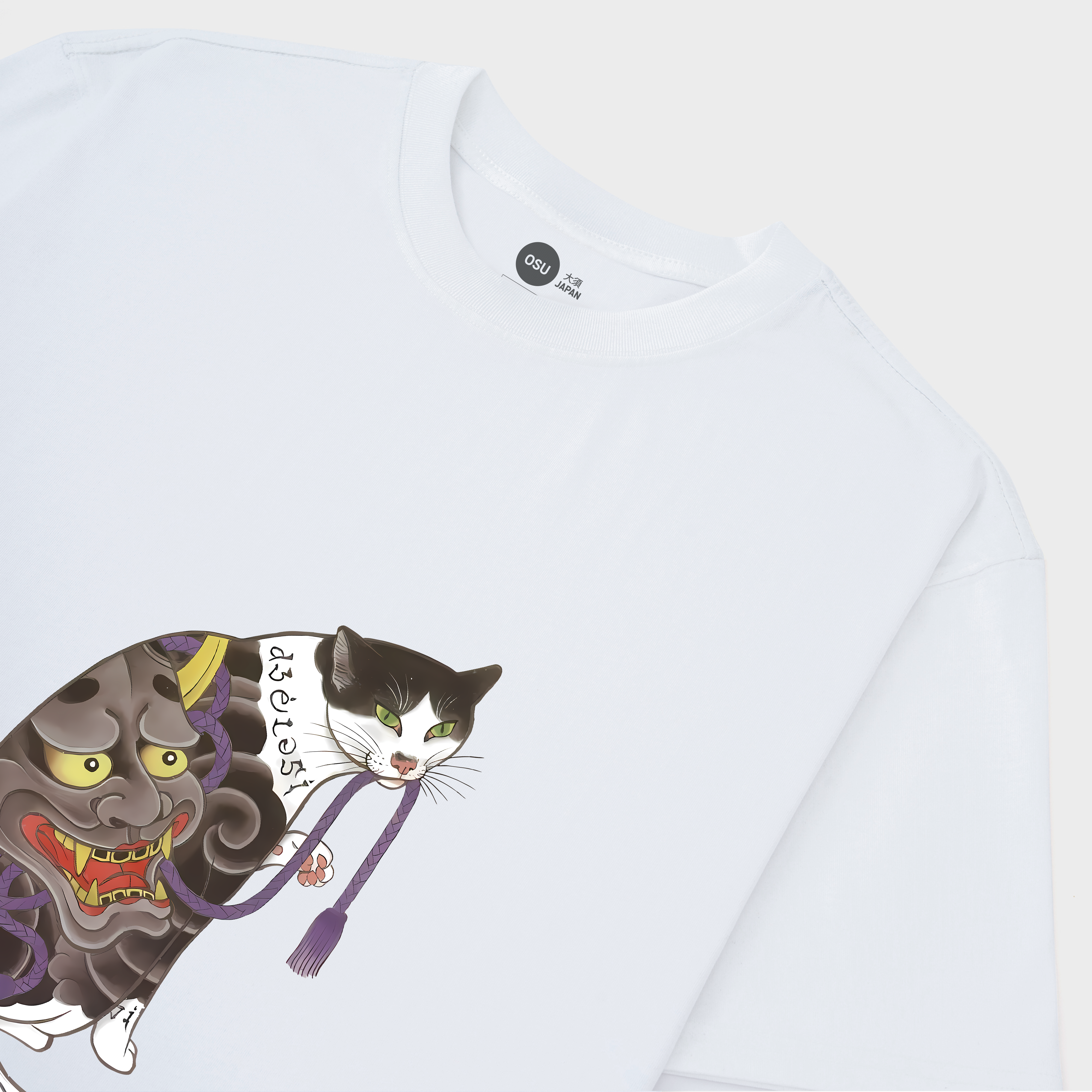 HAPPY JAPANESE CAT T-SHIRT / TRẮNG