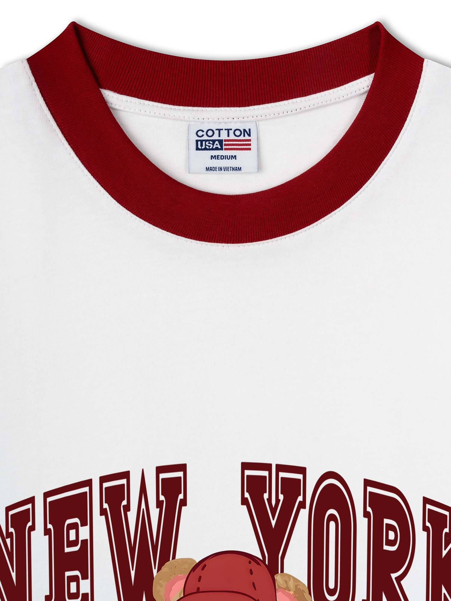 Áo Thun Ringer Relaxed Fit City New York Red Bear