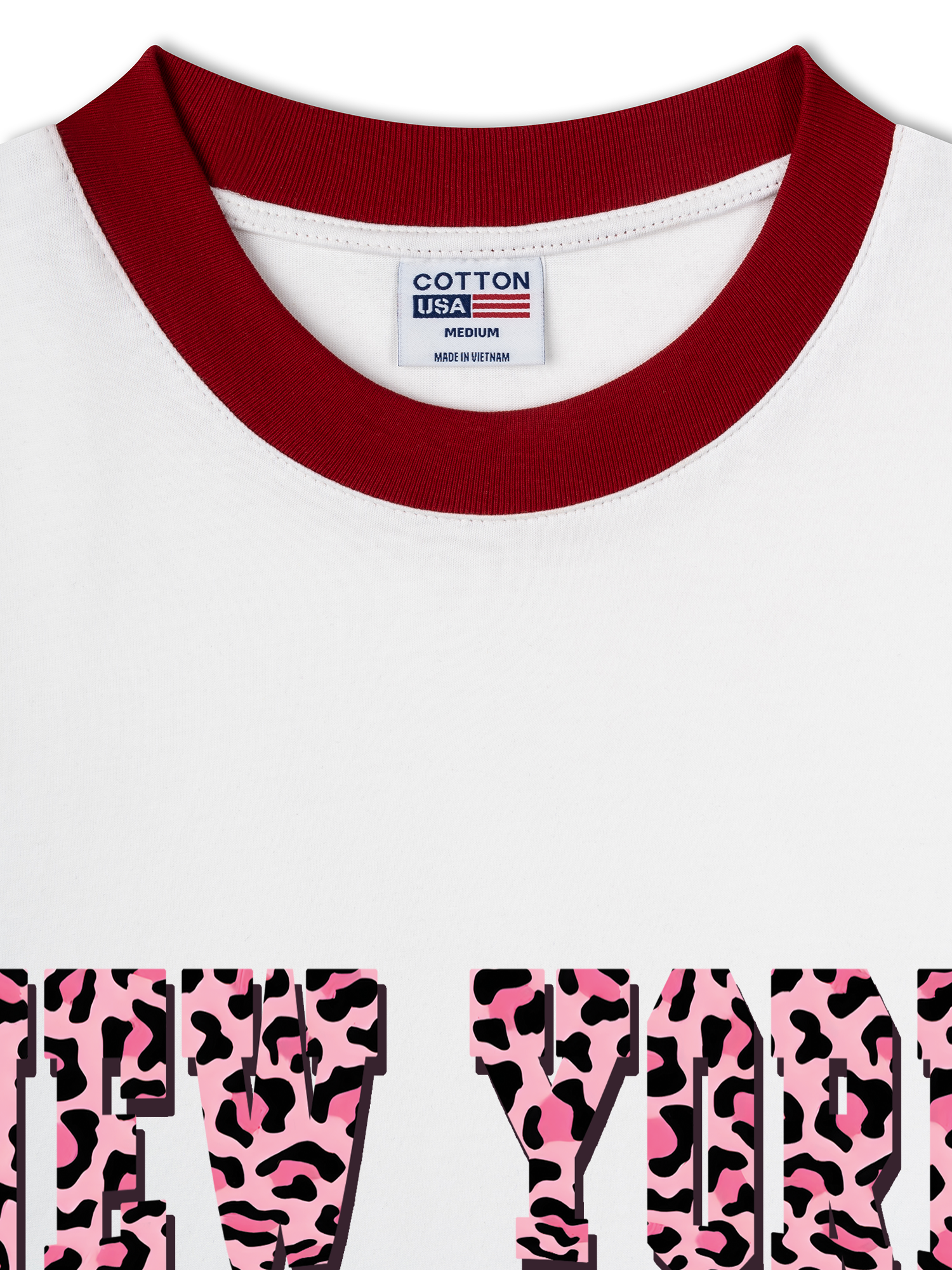 Áo Thun Ringer Relaxed Fit City Pink Leopard New York