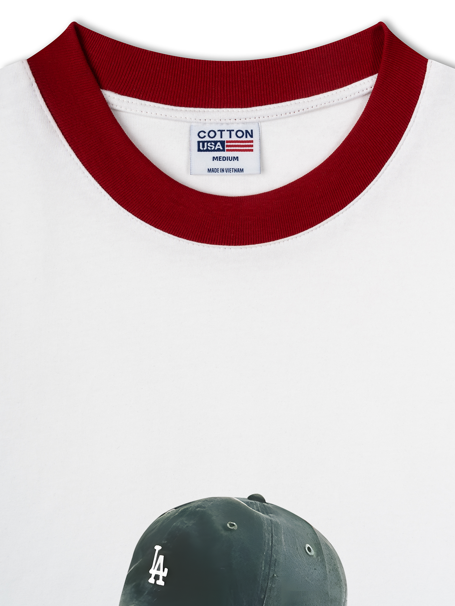 Áo Thun Ringer Relaxed Fit USA Los Ageles Green Hat