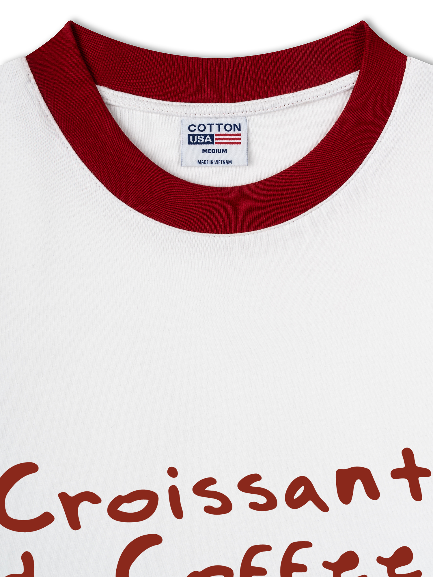 Áo Thun Ringer Relaxed Fit Croissant & Coffee For Breakfast