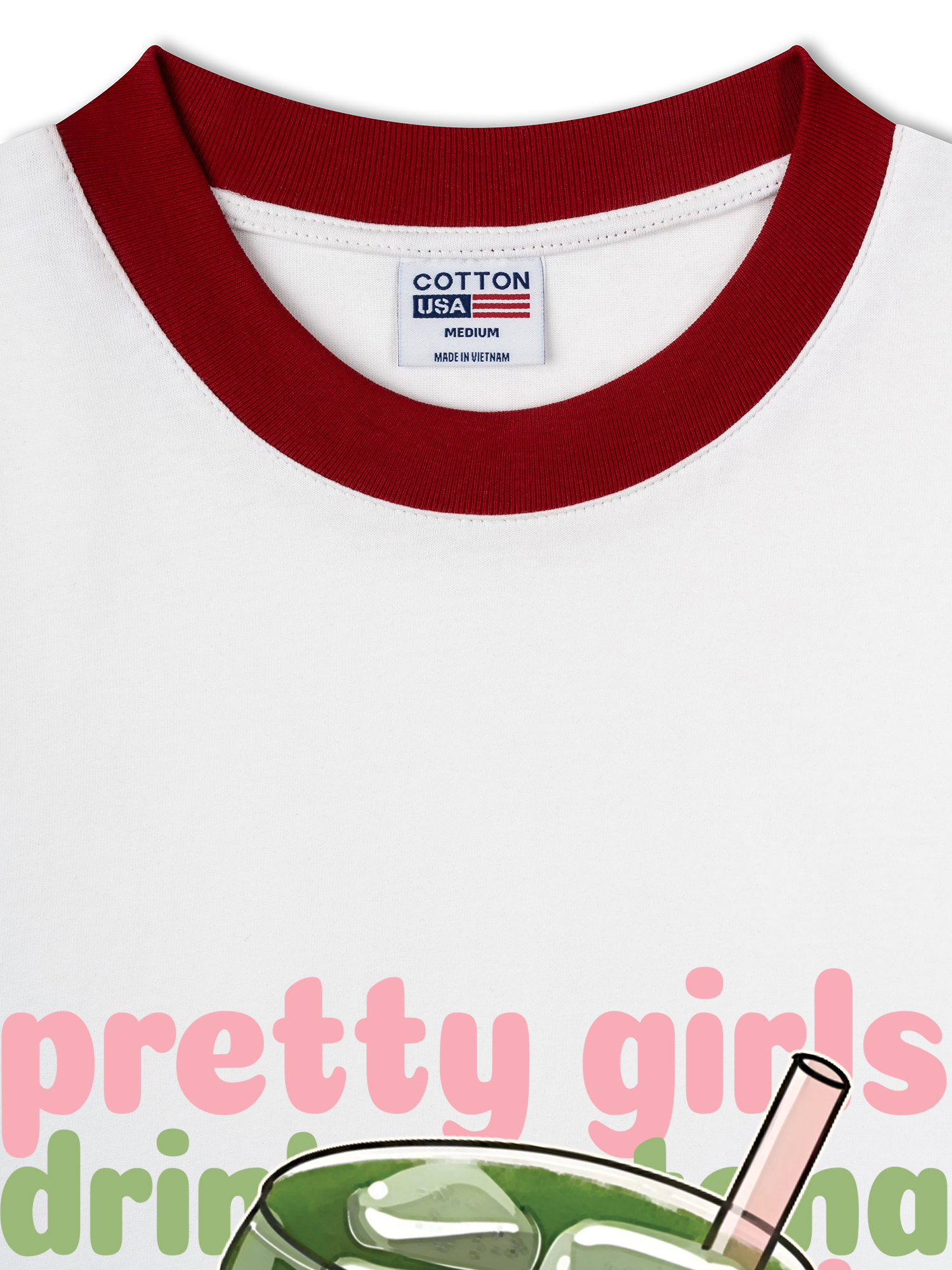 Áo Thun Ringer Relaxed Fit Pretty Girls Drink Matcha