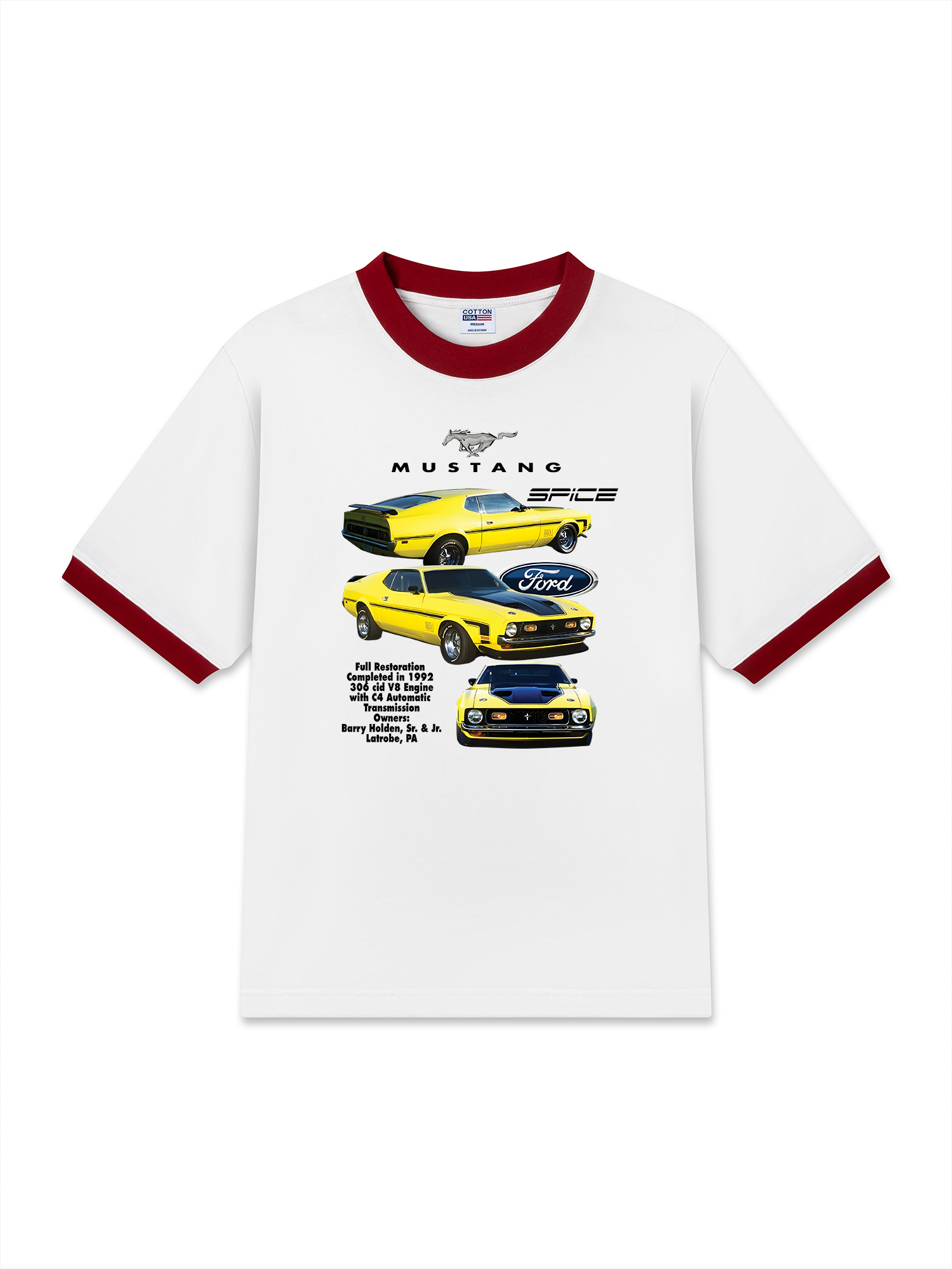 Áo Thun Ringer Relaxed Fit Mustang Yellow Ford