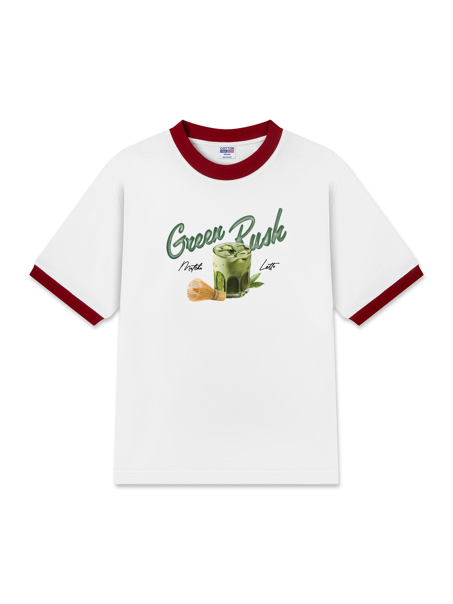 Áo Thun Ringer Relaxed Fit Daily Cup Green Rush