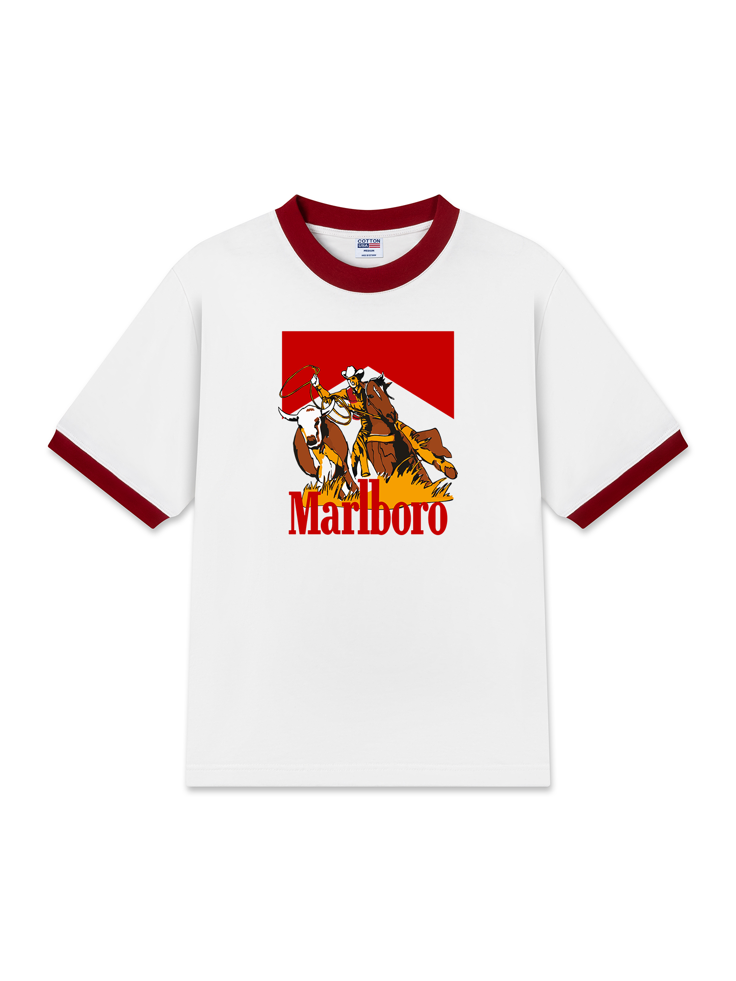 Áo Thun Ringer Relaxed Fit Marlboro Hunting Cowboy
