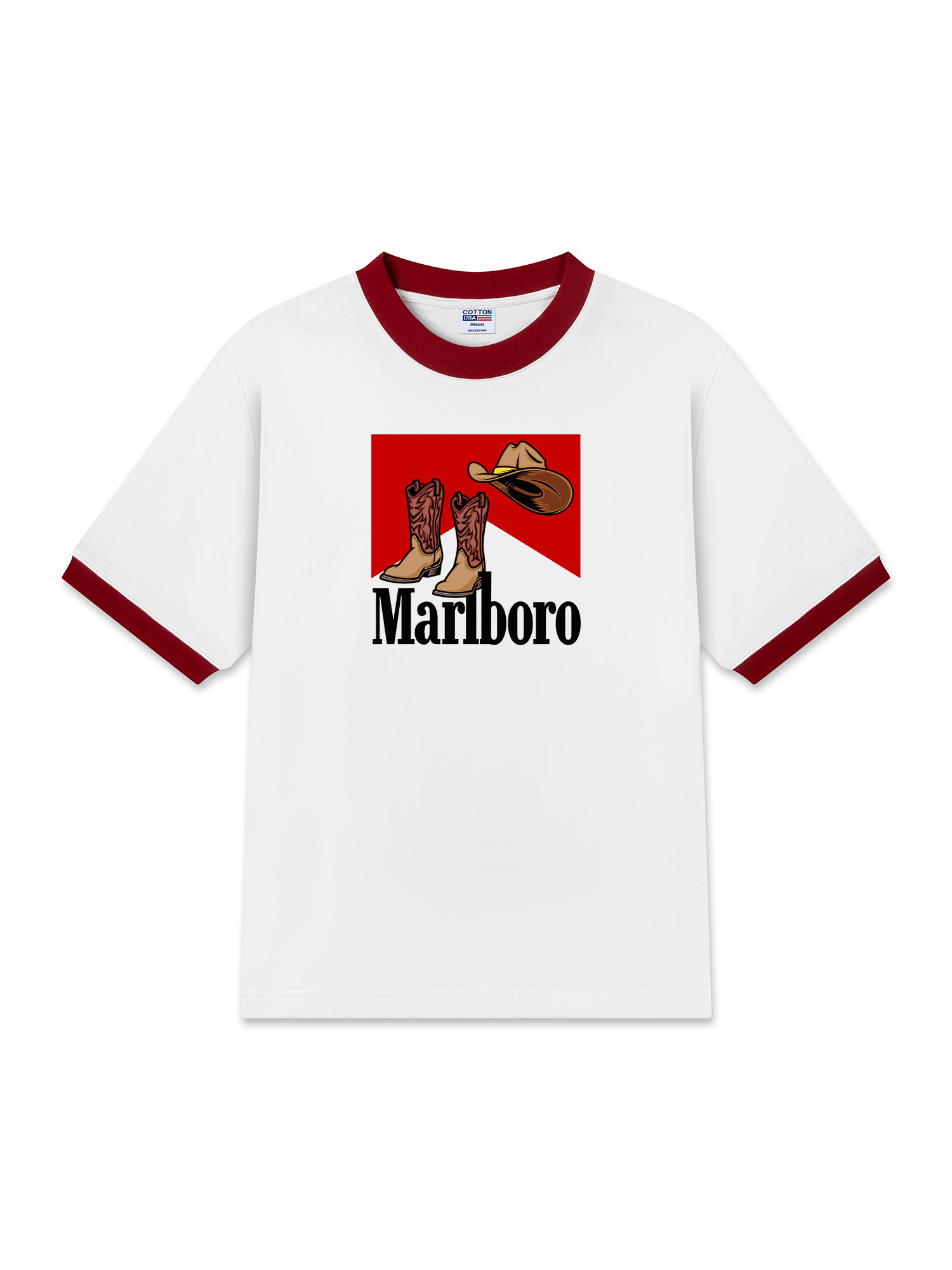 Áo Thun Ringer Relaxed Fit Marlboro Cowboy Hat n Boots