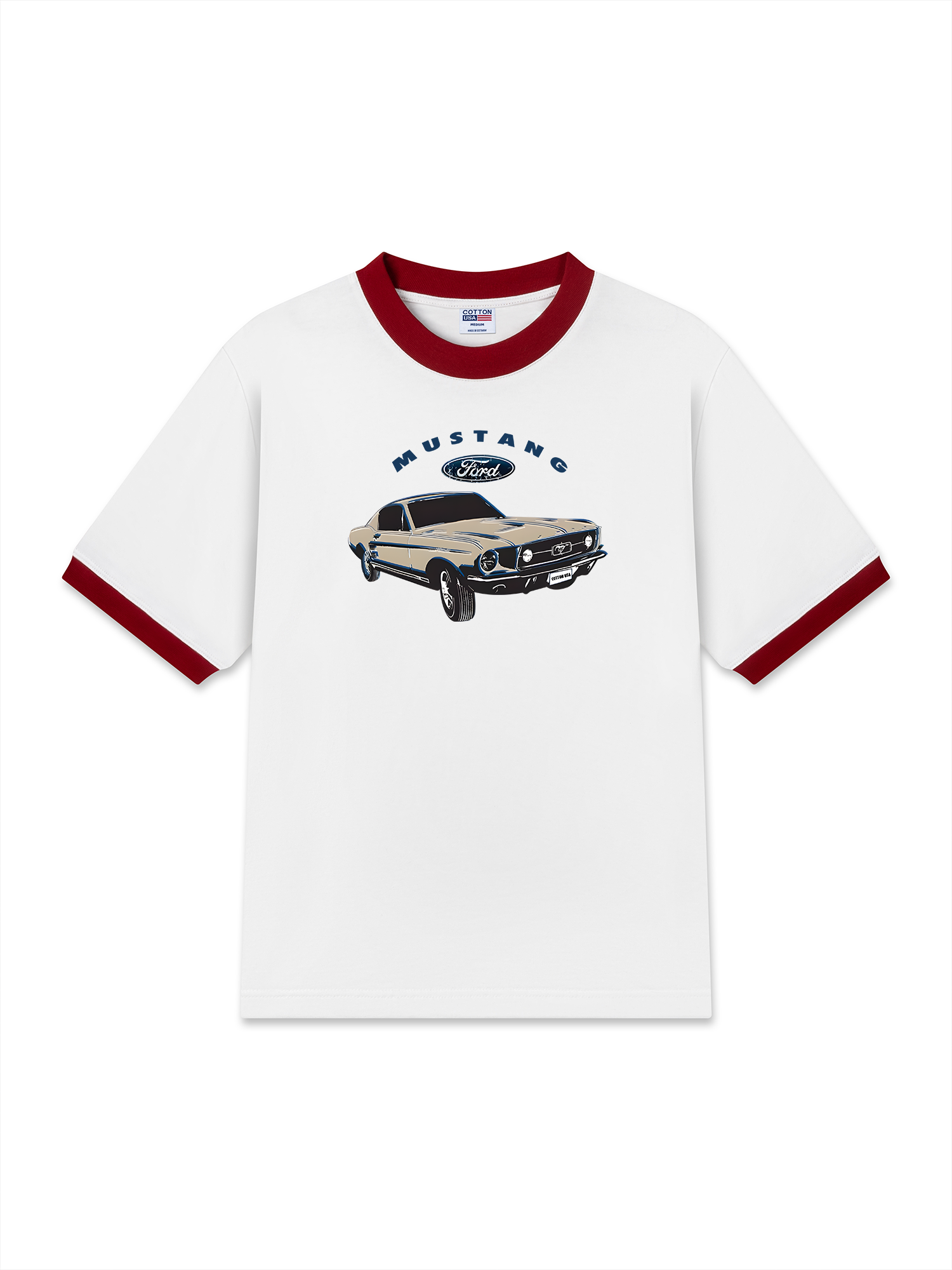 Áo Thun Ringer Relaxed Fit Mustang Ford Retro 90s