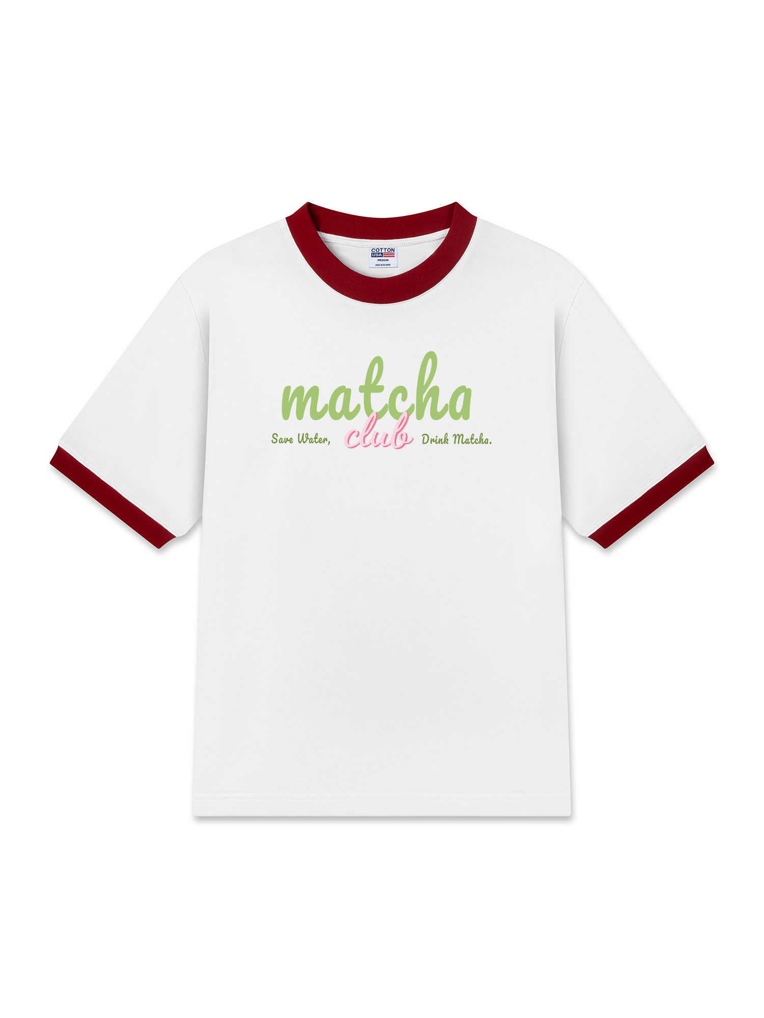 Áo Thun Ringer Relaxed Fit Save Water, Drink Matcha