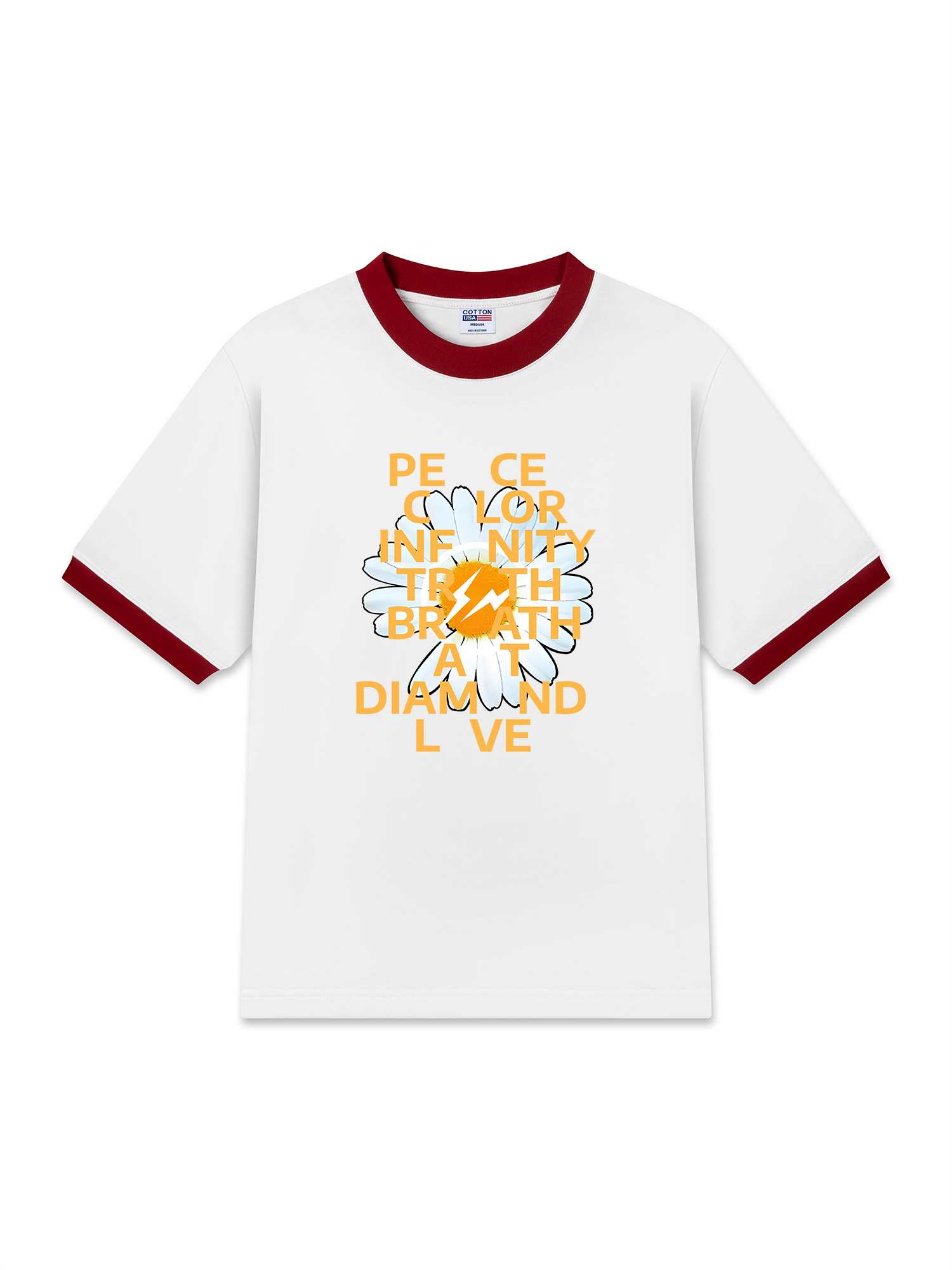 Áo Thun Ringer Relaxed Fit Floral Peace Color Love