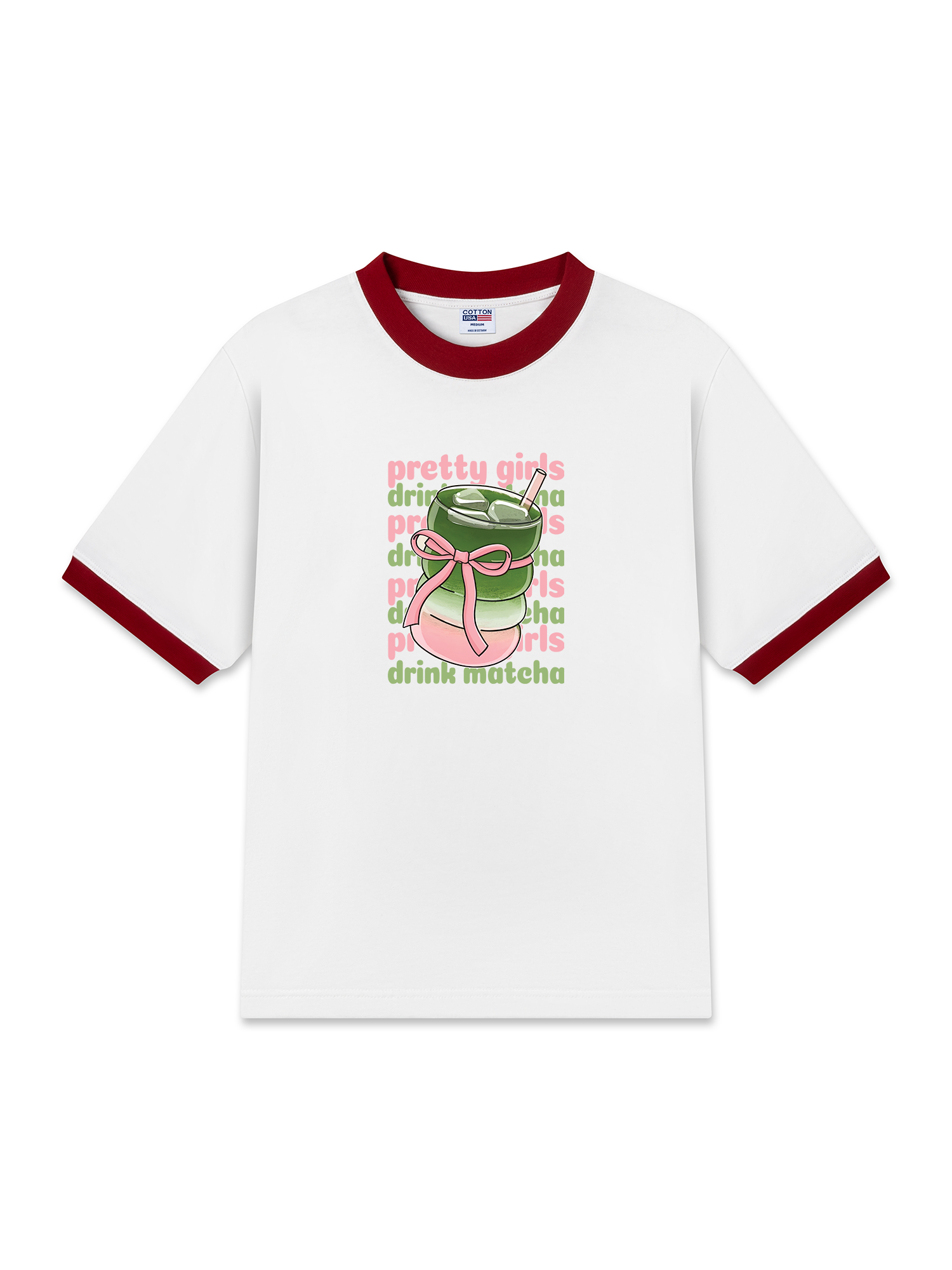 Áo Thun Ringer Relaxed Fit Pretty Girls Drink Matcha