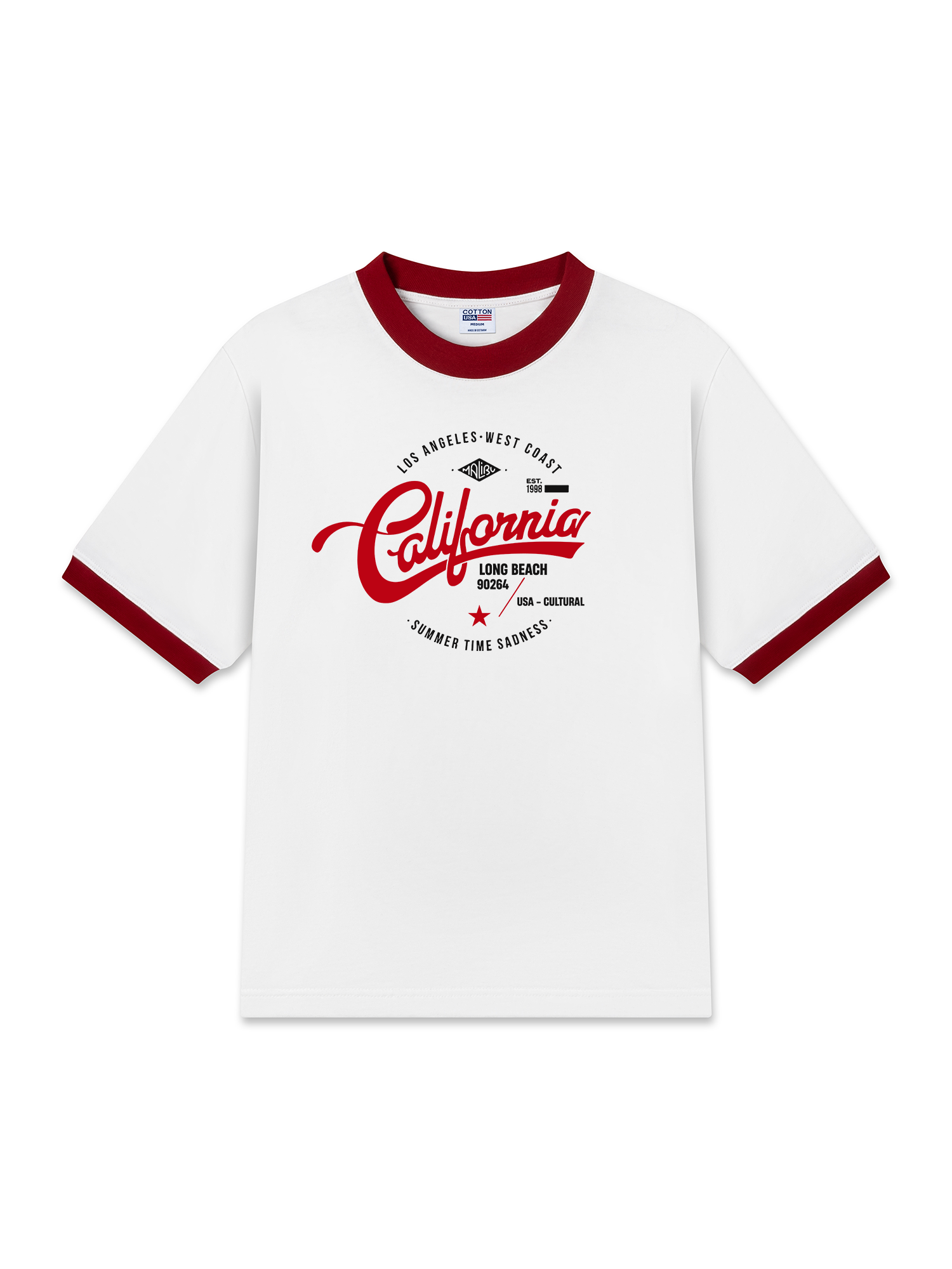 Áo Thun Ringer Relaxed Fit City Cali Long Beach