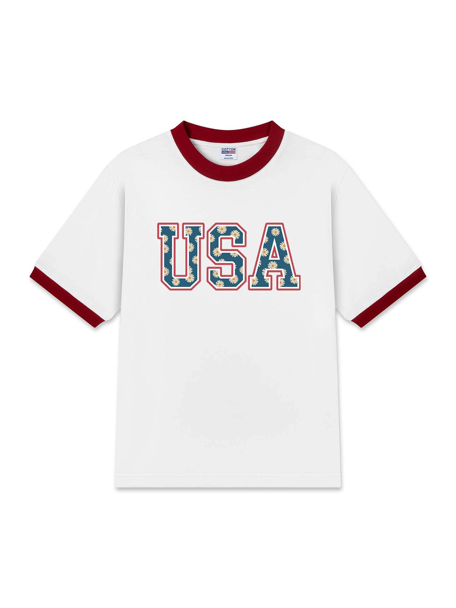 Áo Thun Ringer Relaxed Fit USA Daisy Season