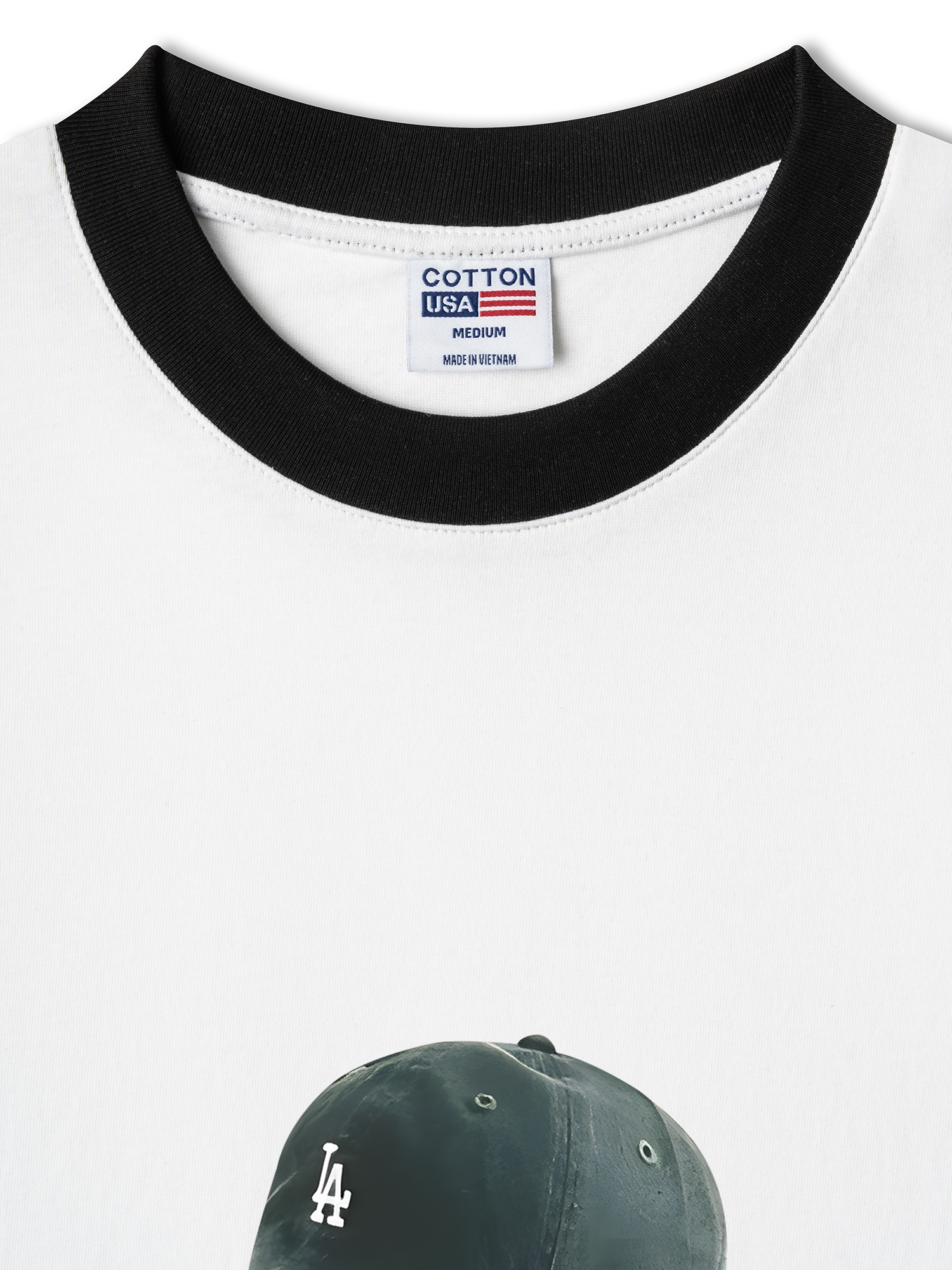 Áo Thun Ringer Relaxed Fit USA Los Ageles Green Hat