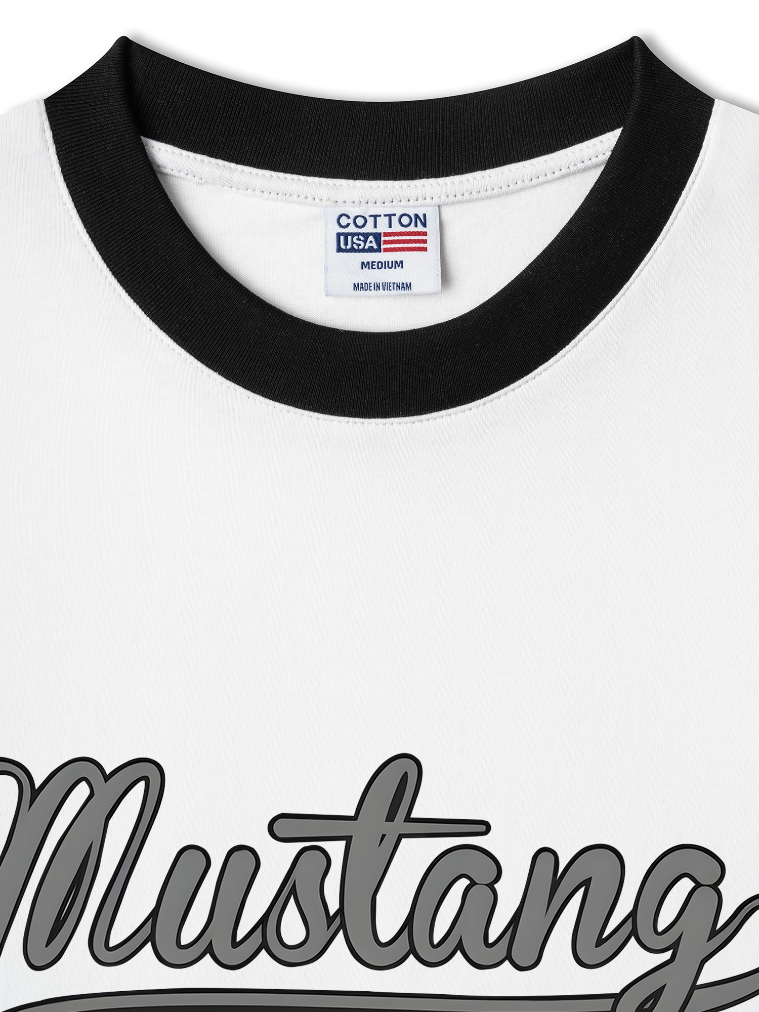 Áo Thun Ringer Relaxed Fit Mustang Vintage Black & White