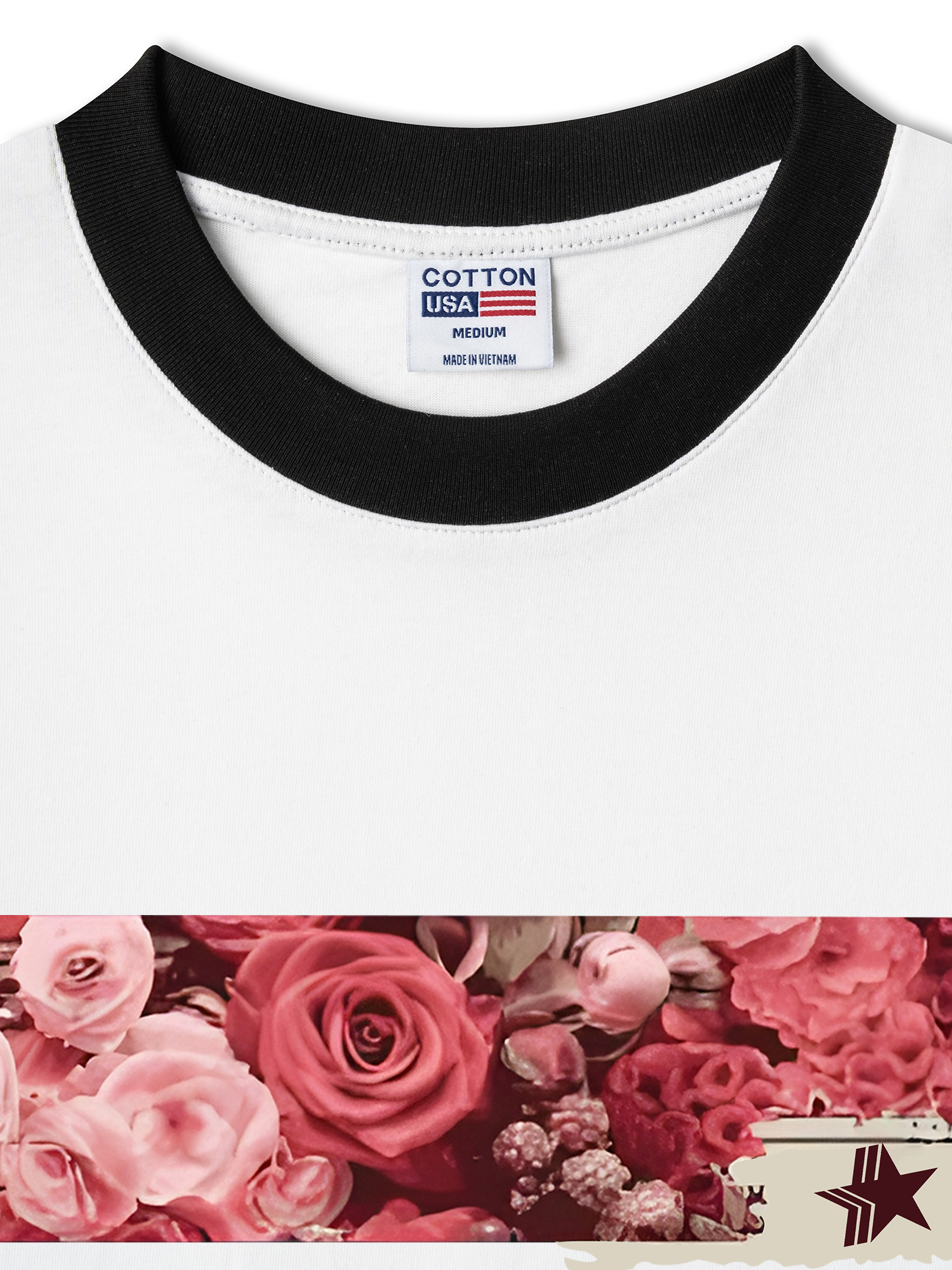 Áo Thun Ringer Relaxed Fit Trending Floral Cotton Usa