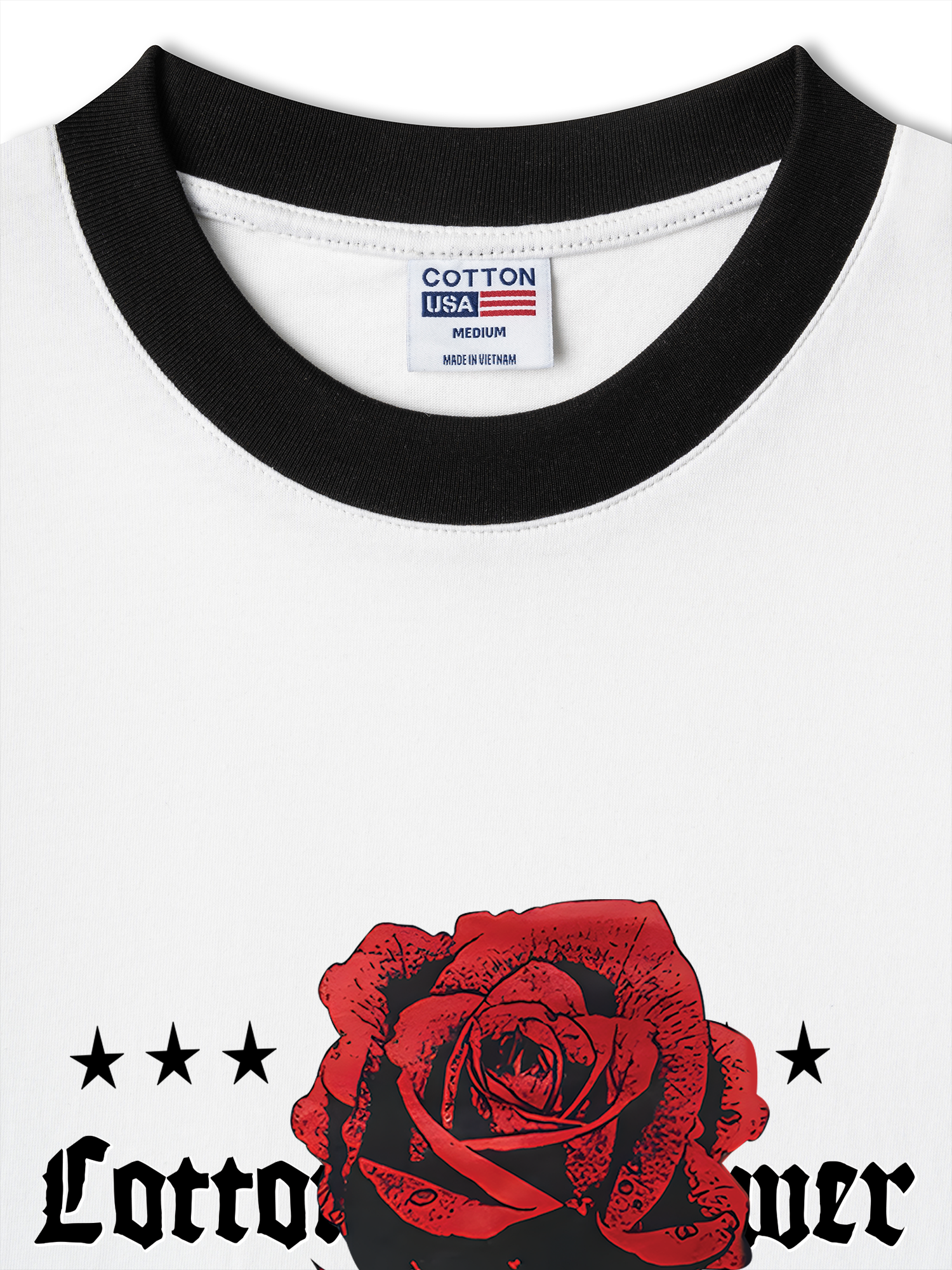 Áo Thun Ringer Relaxed Fit Floral Rose Flower