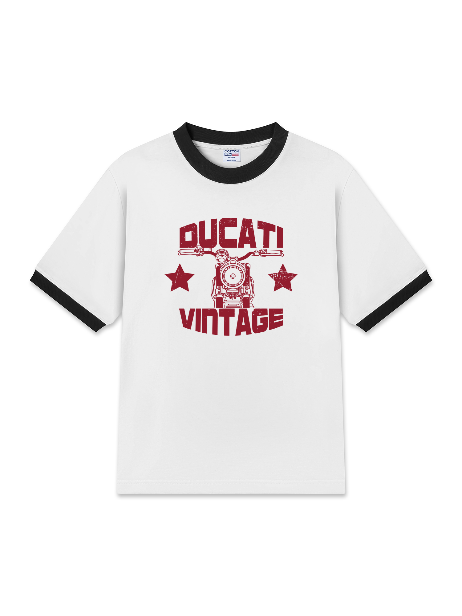 Áo Thun Ringer Cotton Cao Cấp Relaxed Fit Ducati Vintage