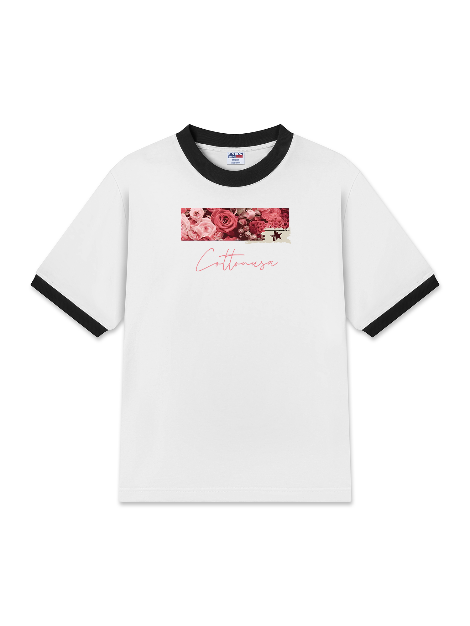 Áo Thun Ringer Relaxed Fit Trending Floral Cotton Usa