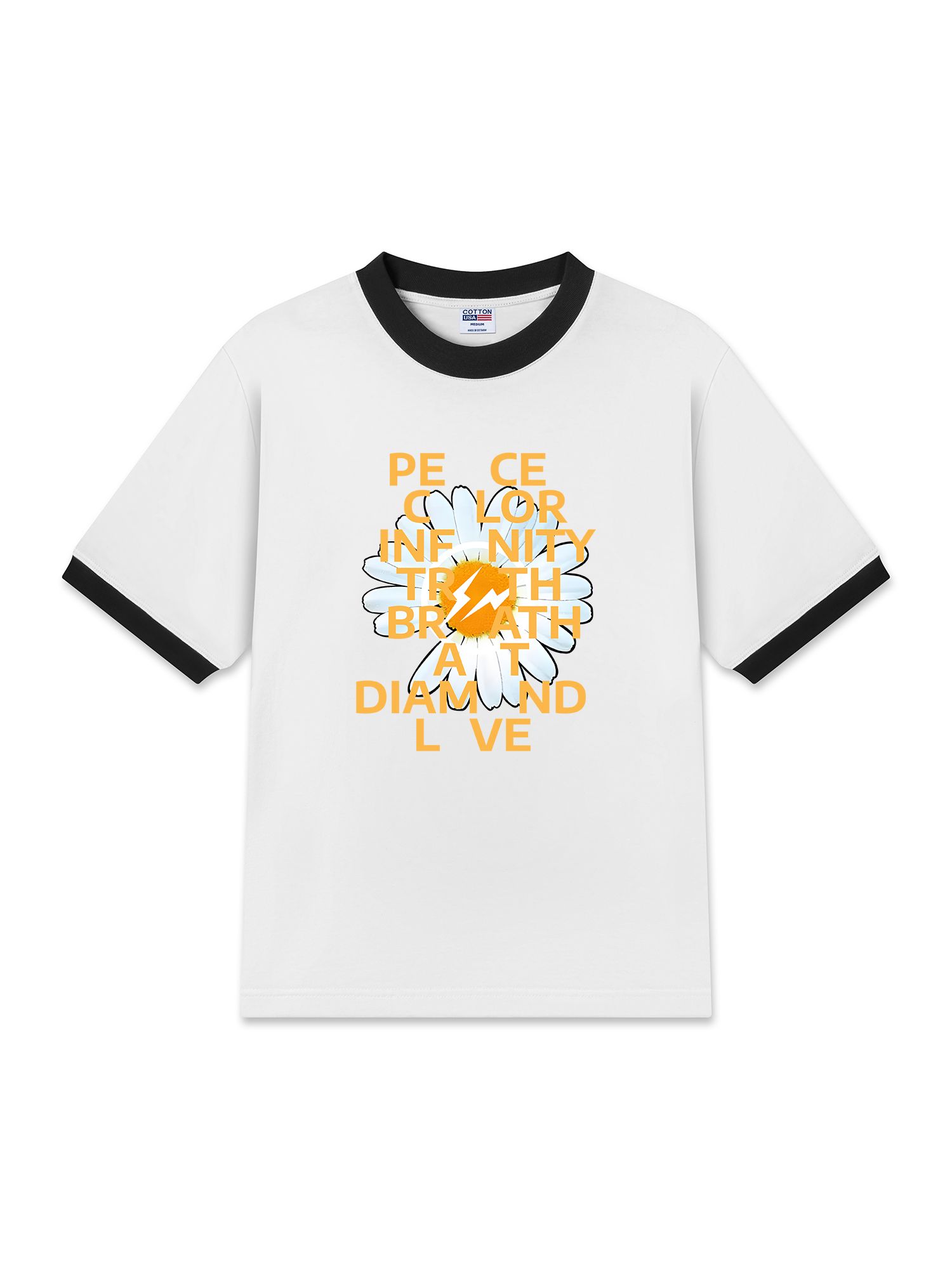 Áo Thun Ringer Relaxed Fit Floral Peace Color Love