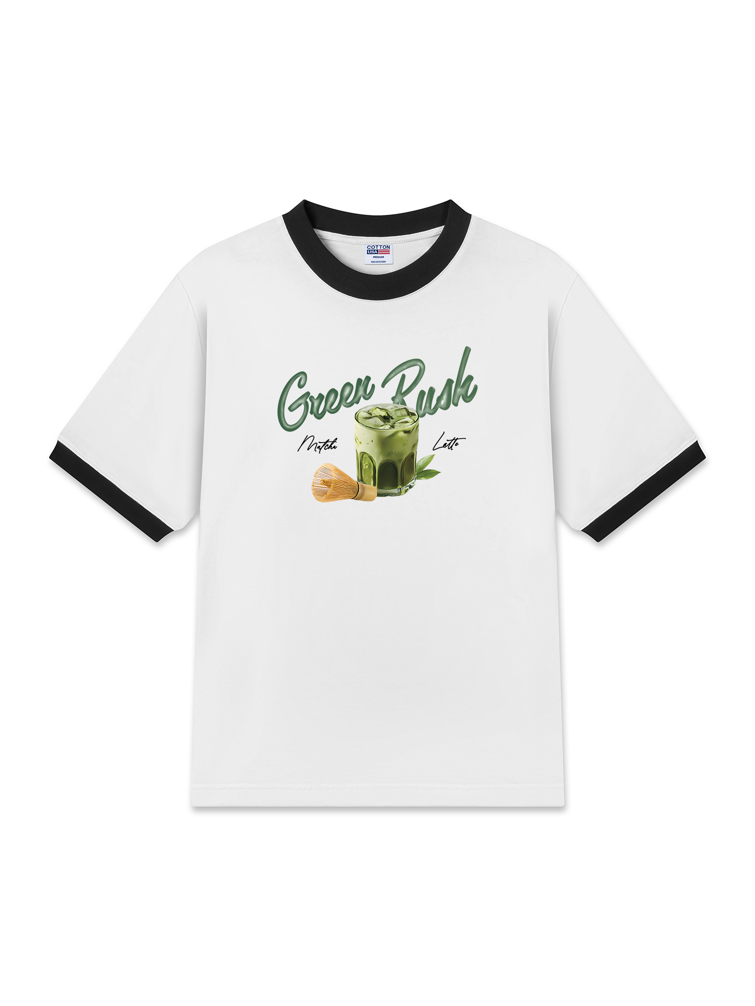 Áo Thun Ringer Relaxed Fit Daily Cup Green Rush