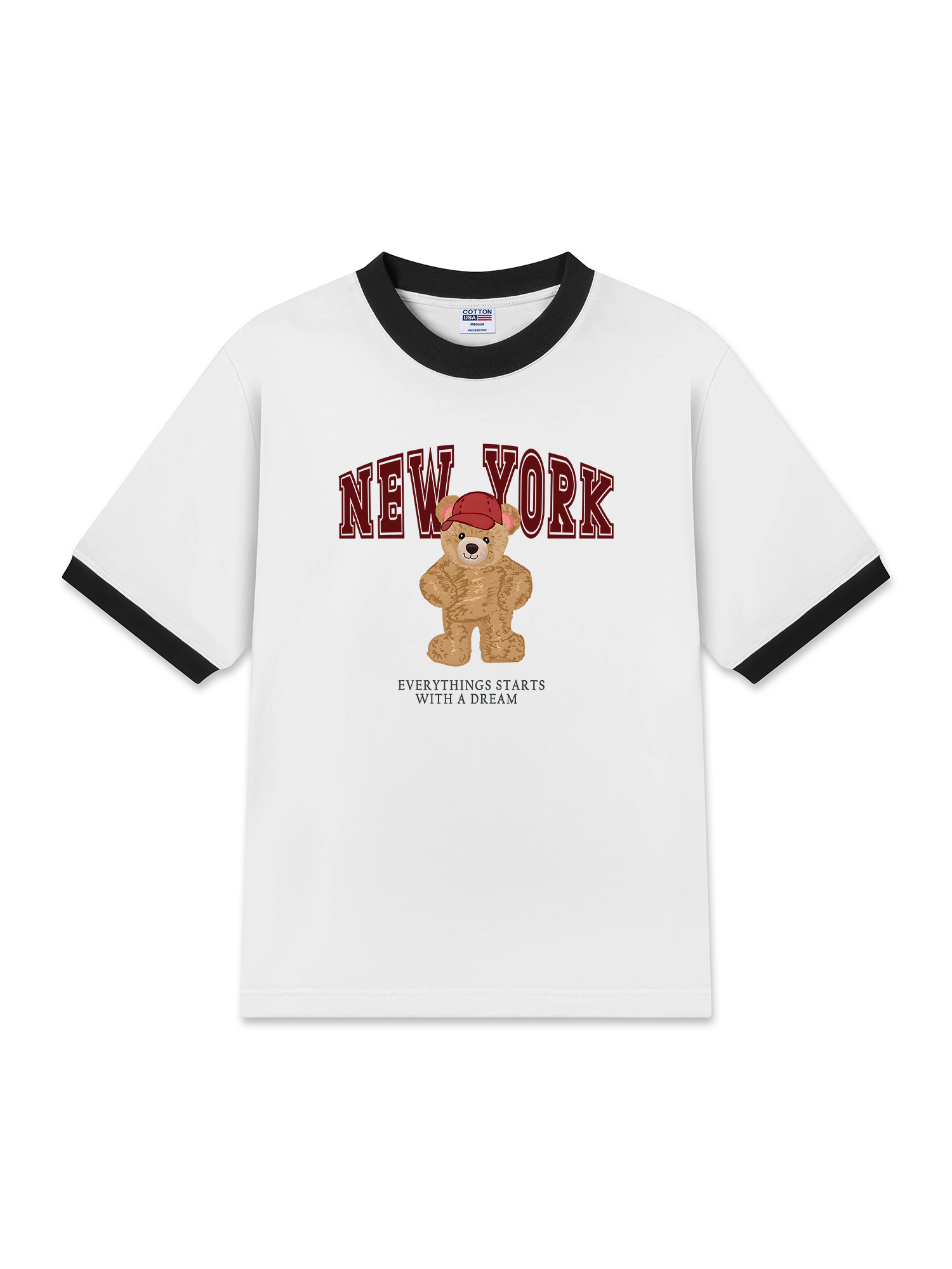 Áo Thun Ringer Relaxed Fit City New York Red Bear